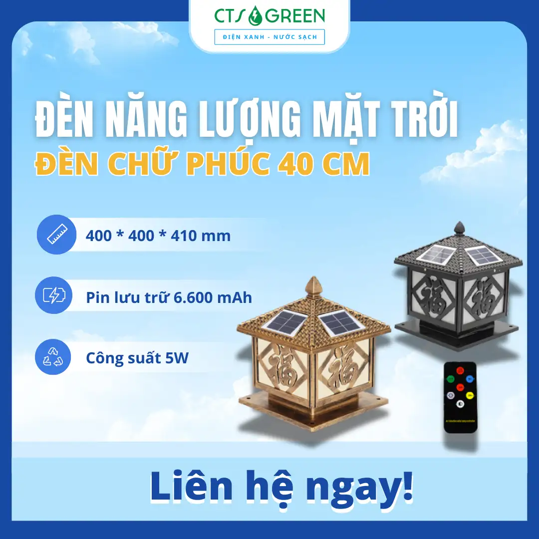 Đèn trụ cổng chữ phúc lớn NLMT 40x40 TC12L-3 3677 Đèn trụ cổng chữ phúc lớn NLMT 40x40 TC12L-3