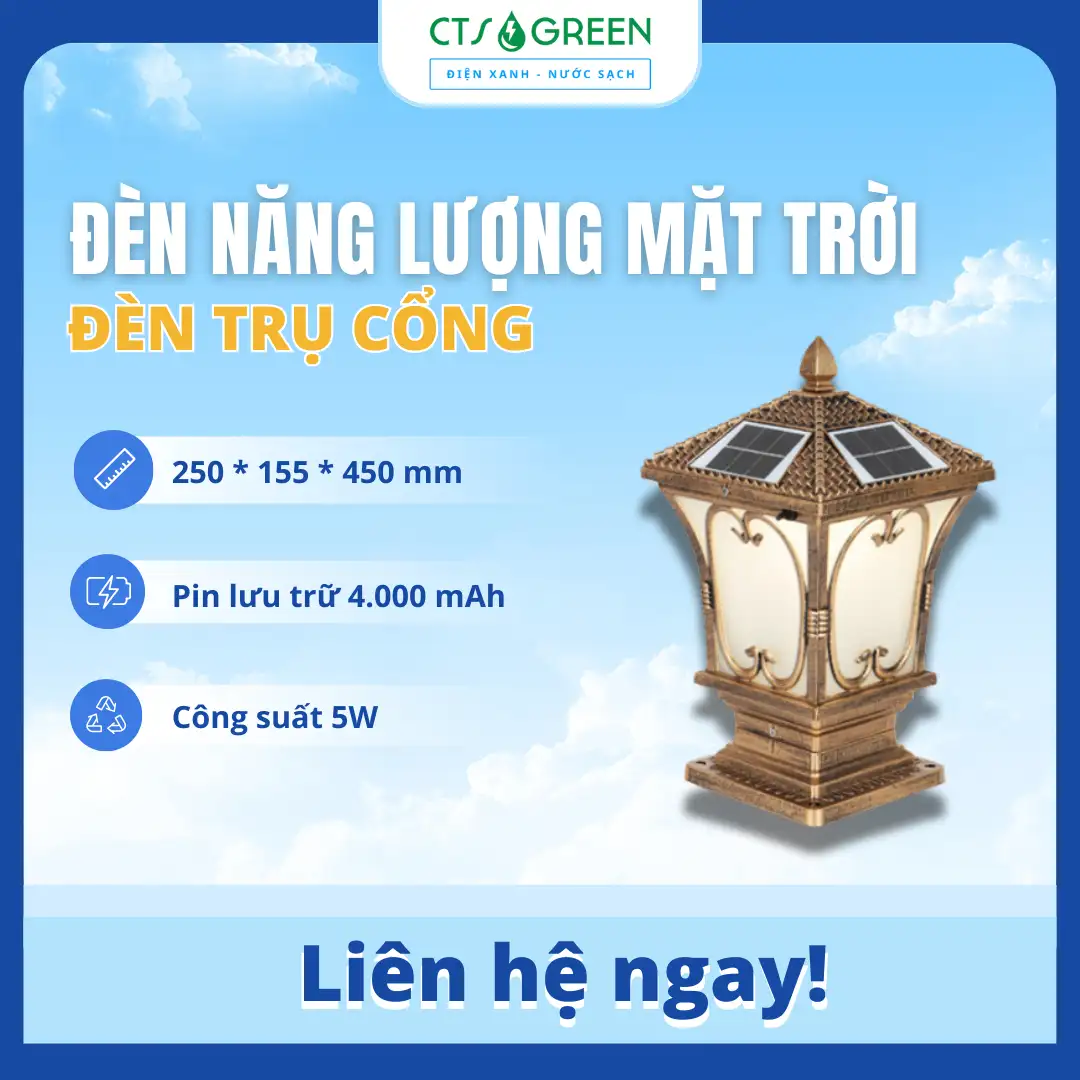 Đèn trụ cổng năng lượng mặt trời giá rẻ TC11S-1V