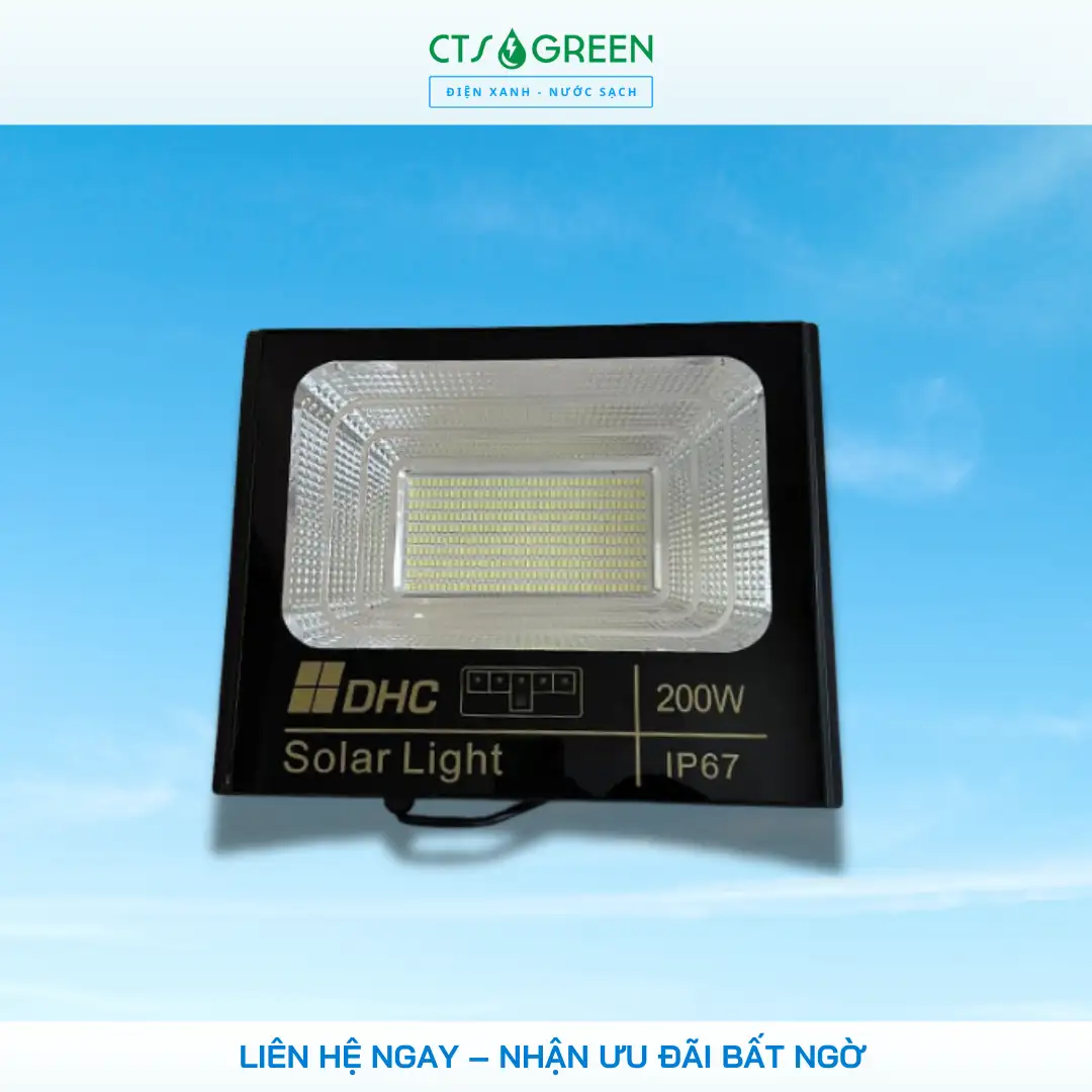 Đèn pha LED năng lượng mặt trời 200W cao cấp 2501 Đèn pha LED năng lượng mặt trời 200W cao cấp
