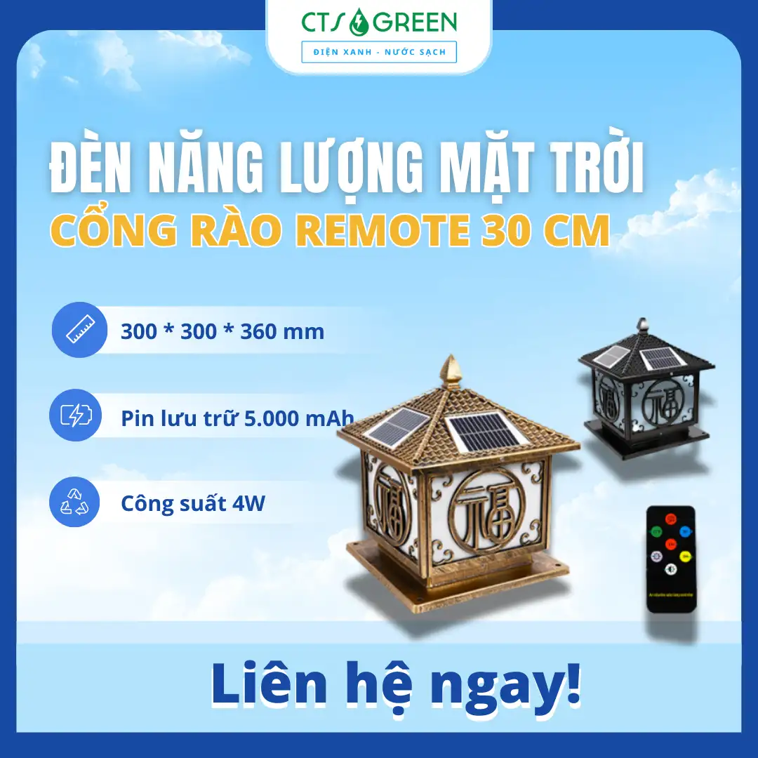 Đèn cổng rào NLMT dùng remote 30x30 TC12M-4 [Remote - Giá rẻ]