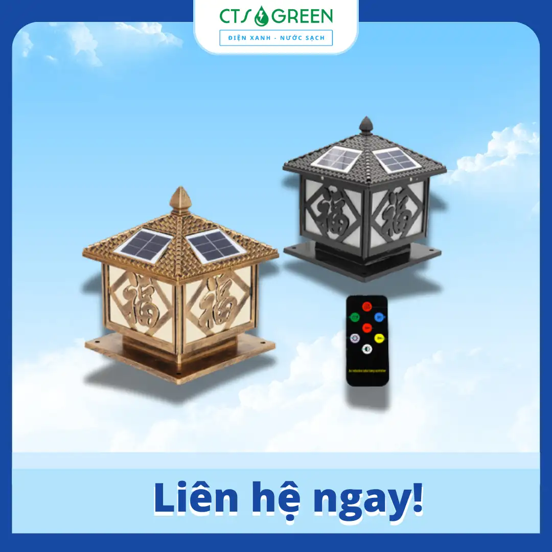 Đèn trụ cổng NLMT chữ phúc TC12S-3 25 cm 3643 Đèn trụ cổng NLMT chữ phúc TC12S-3 25 cm