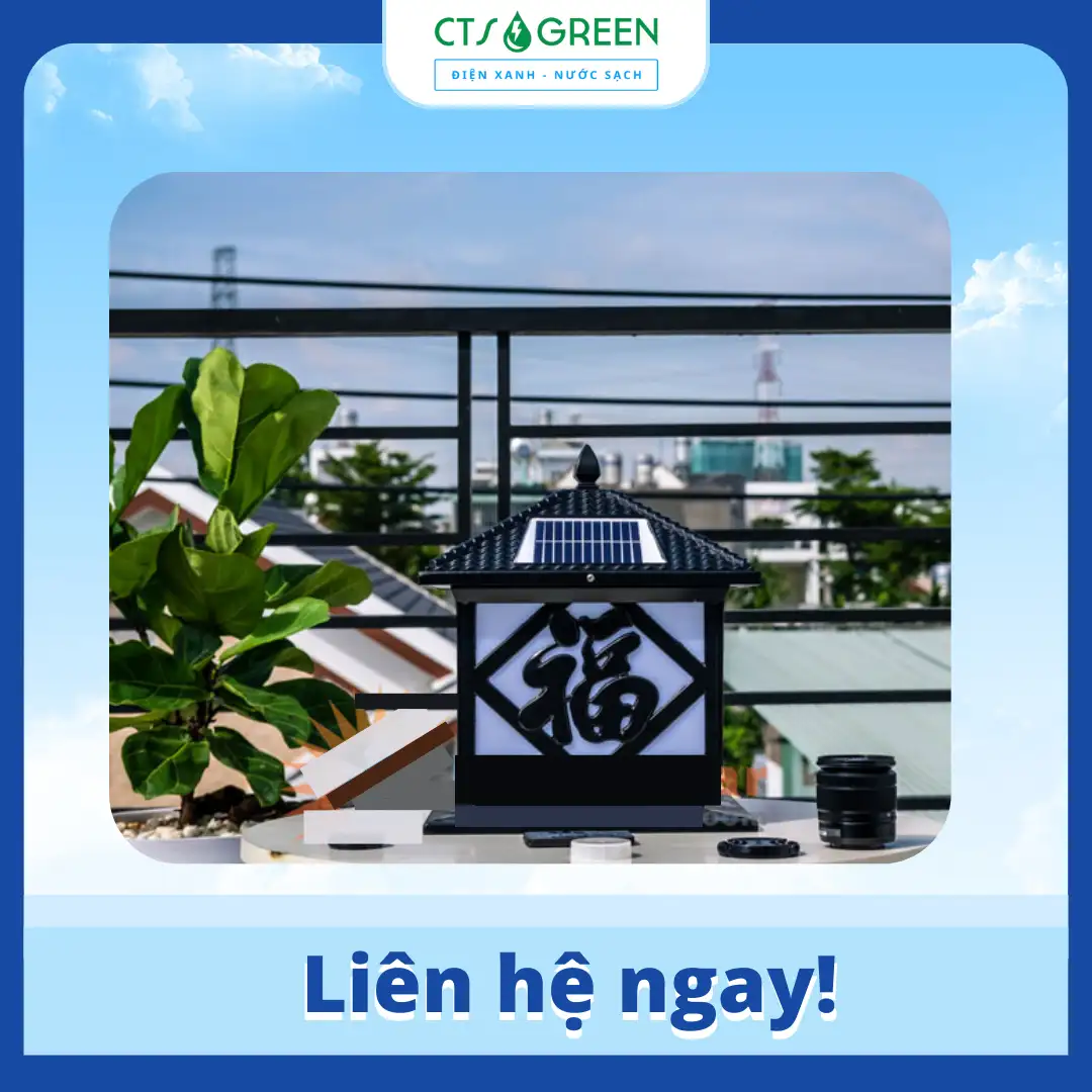 Đèn trụ cổng NLMT chữ phúc TC12S-3 25 cm 3643 Đèn trụ cổng NLMT chữ phúc TC12S-3 25 cm