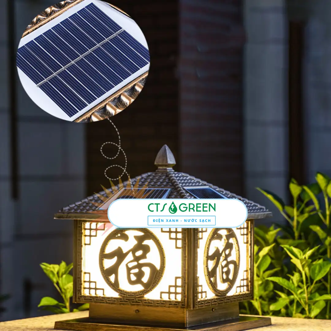 Đèn trụ cổng NLMT chữ phúc giá rẻ TC12S-2