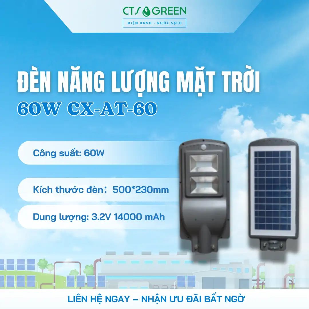 Đèn đường năng lượng mặt trời 60W CX - AT - 60