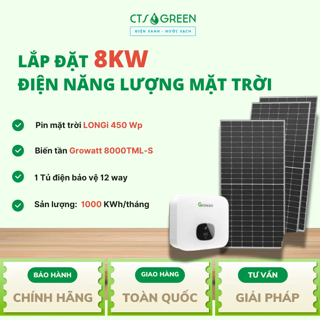 Hệ thống Điện mặt trời 8kW hòa lưới