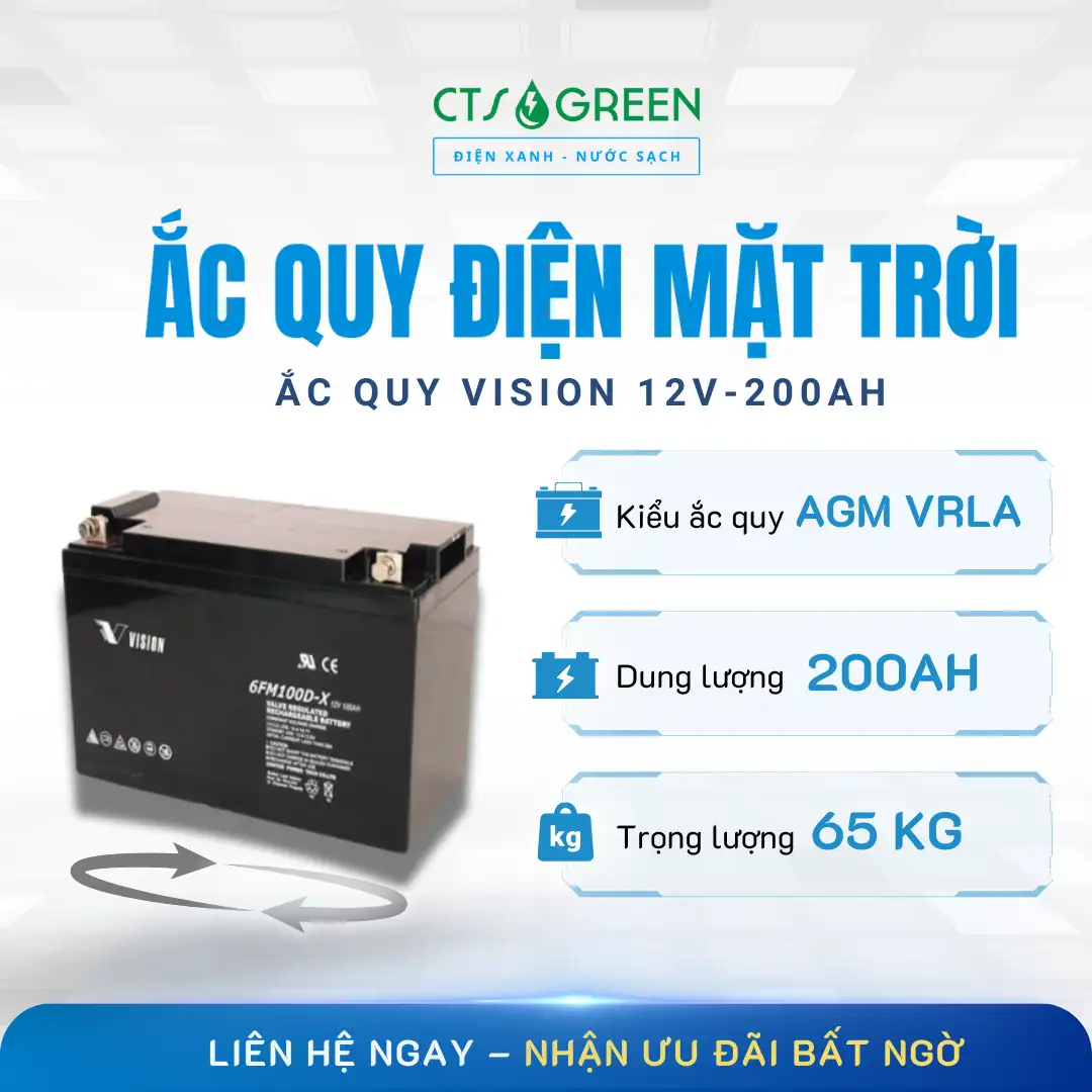 Ắc quy cho Điện mặt trời | Ắc quy Vision 12V-200Ah 2061 Ắc quy cho Điện mặt trời | Ắc quy Vision 12V-200Ah