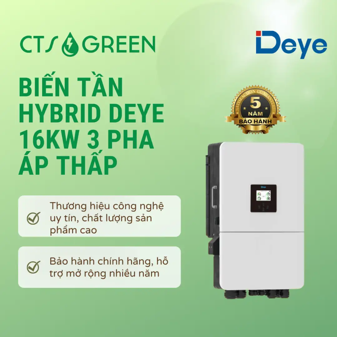 Biến tần Hybrid DEYE 16kW 3 Pha Áp thấp