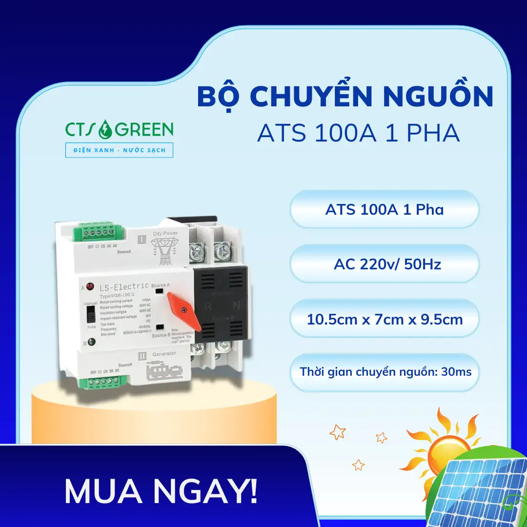Bộ chuyển nguồn ATS 100A 1 Pha