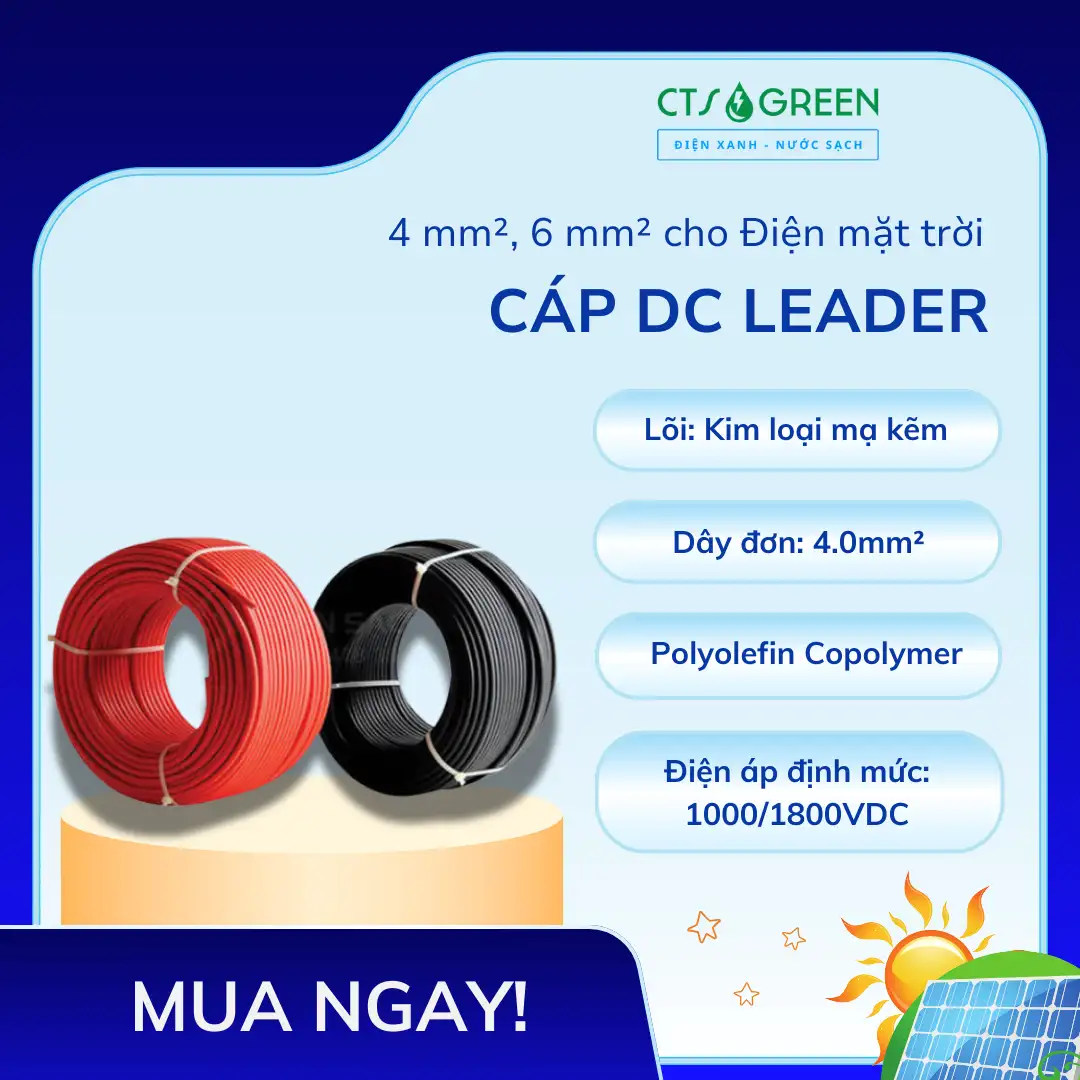 Cáp DC Leader 4 mm², 6 mm² cho Điện mặt trời 3102 Cáp DC Leader 4 mm², 6 mm² cho Điện mặt trời