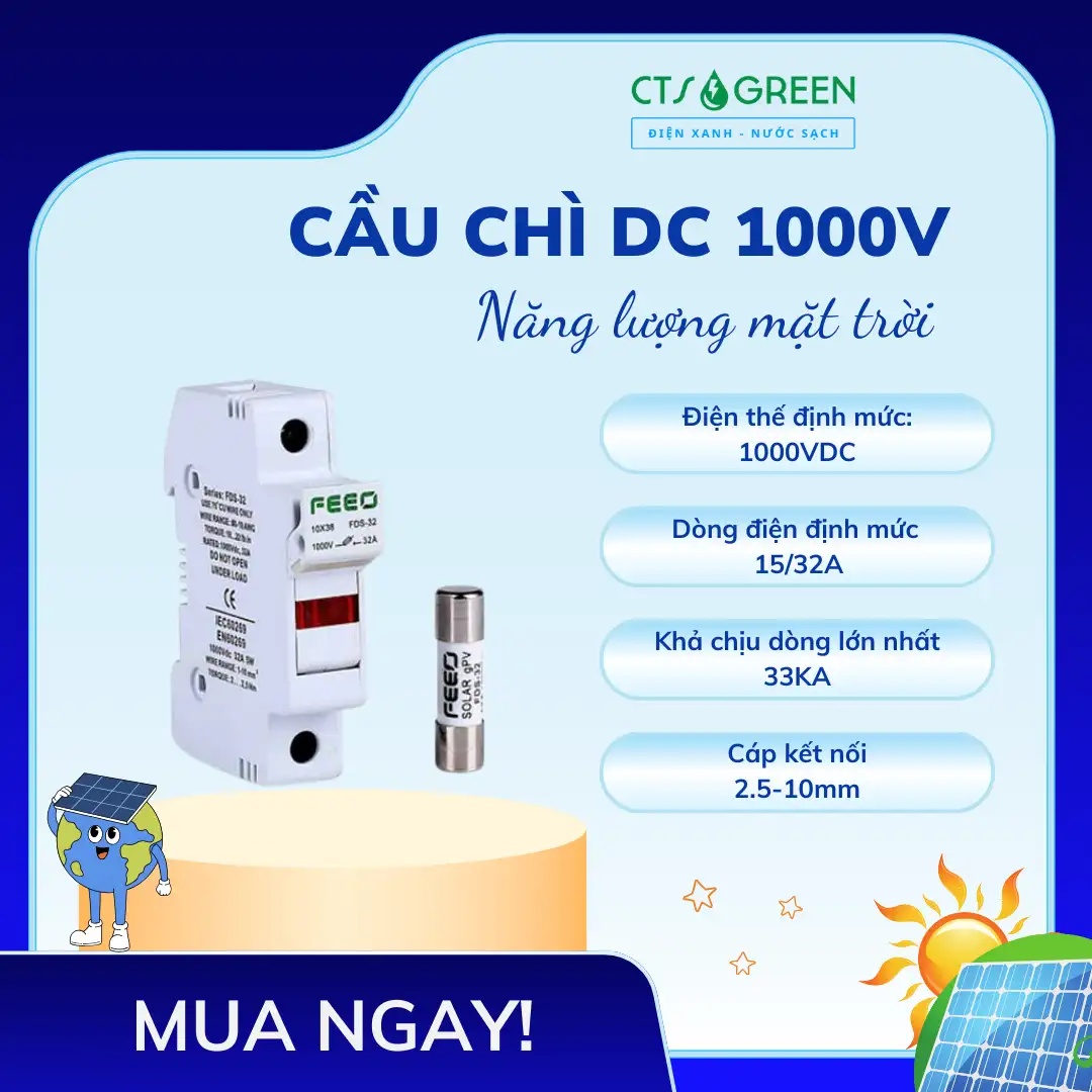 Cầu chì DC 1000V năng lượng mặt trời