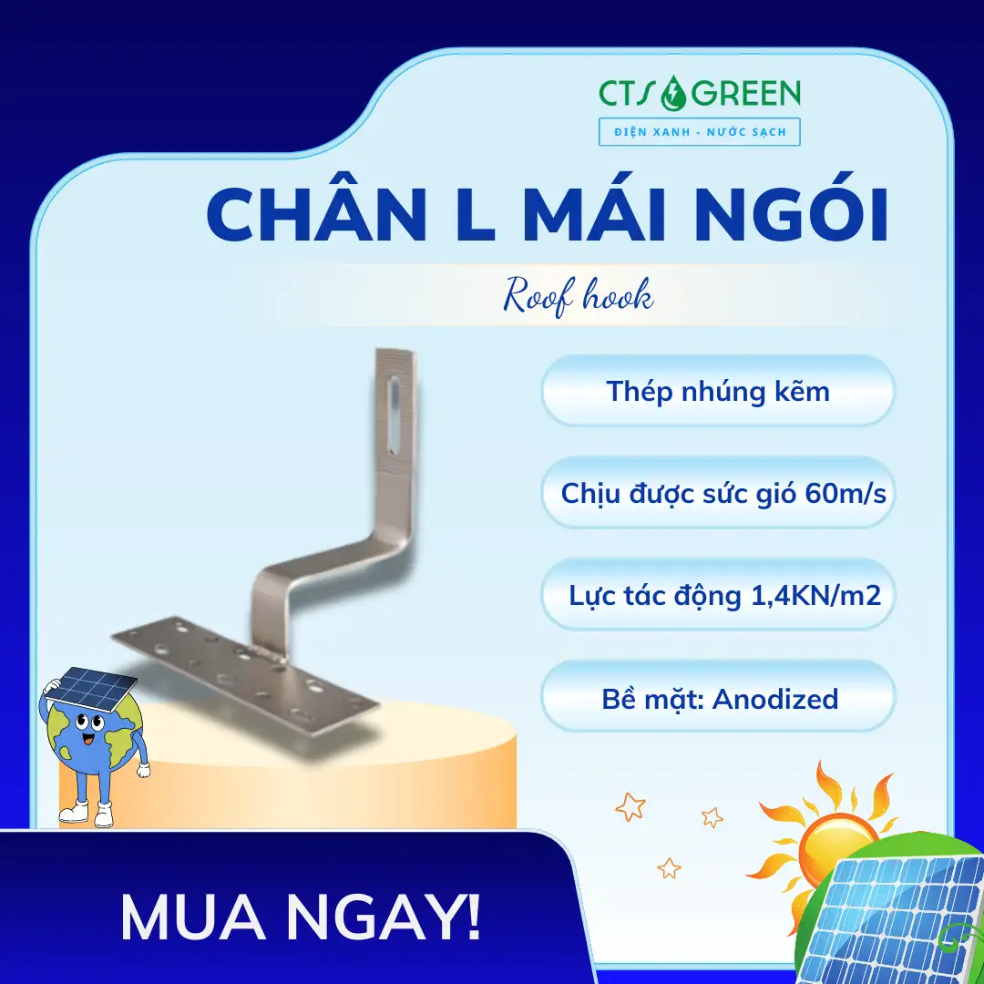 Chân L mái ngói điện mặt trời (roof hook)