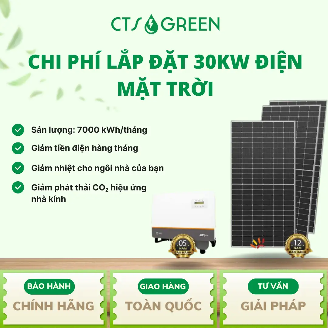 Chi phí lắp đặt 30kW điện mặt trời hòa lưới trọn gói 3206 Chi phí lắp đặt 30kW điện mặt trời hòa lưới trọn gói