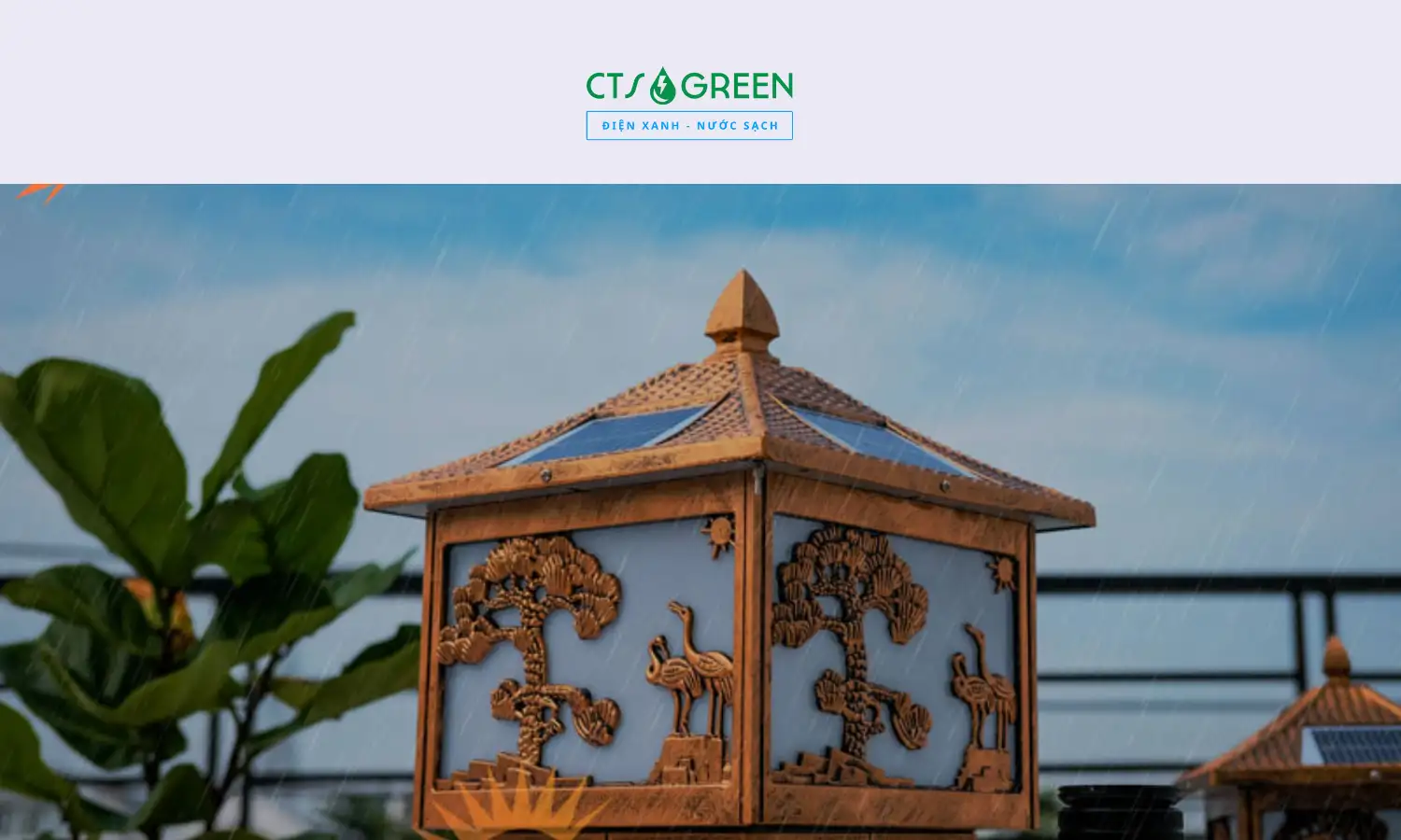 Đèn trụ cổng năng lượng mặt trời TC07S - V Con hạc cây tùng