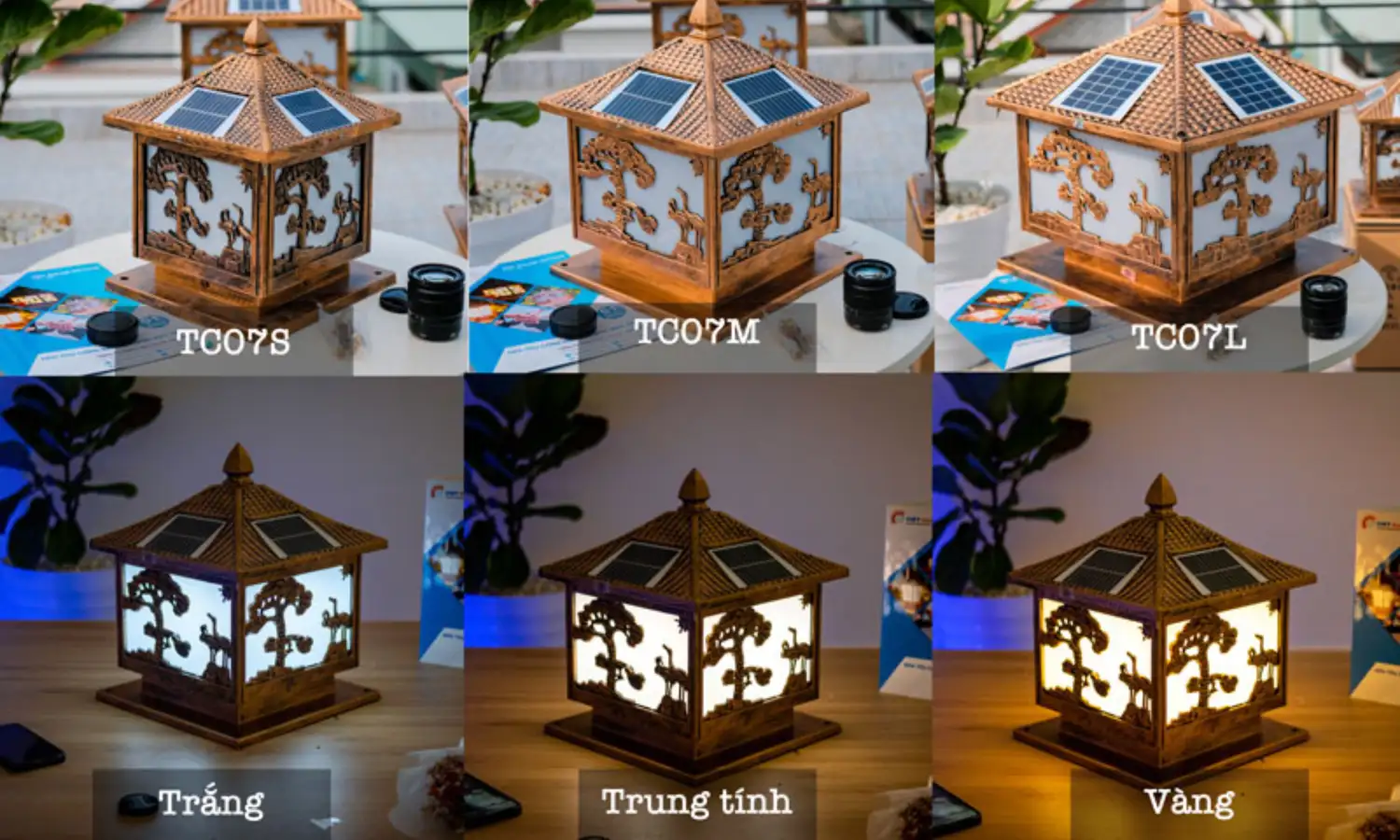 Đèn trụ cổng năng lượng mặt trời 30cm TC07M