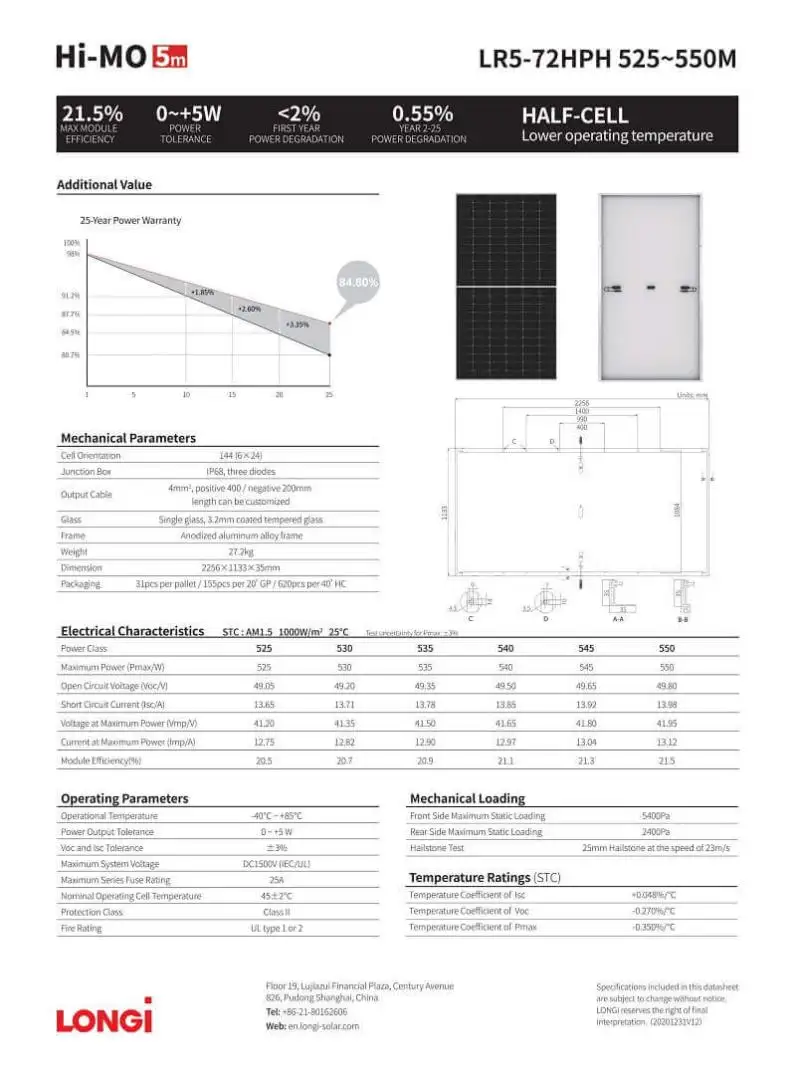 Datasheet tam pin nang luong mat troi LONGi 540 Wp 1 1515 09/04/2025