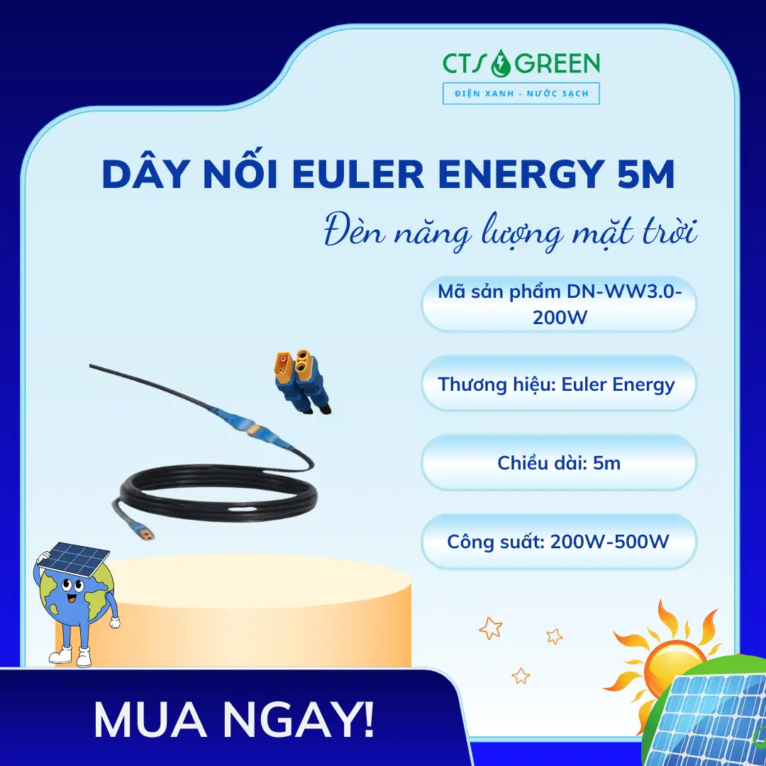 Dây nối đèn năng lượng mặt trời Euler Energy 5m 3321 Dây nối đèn năng lượng mặt trời Euler Energy 5m