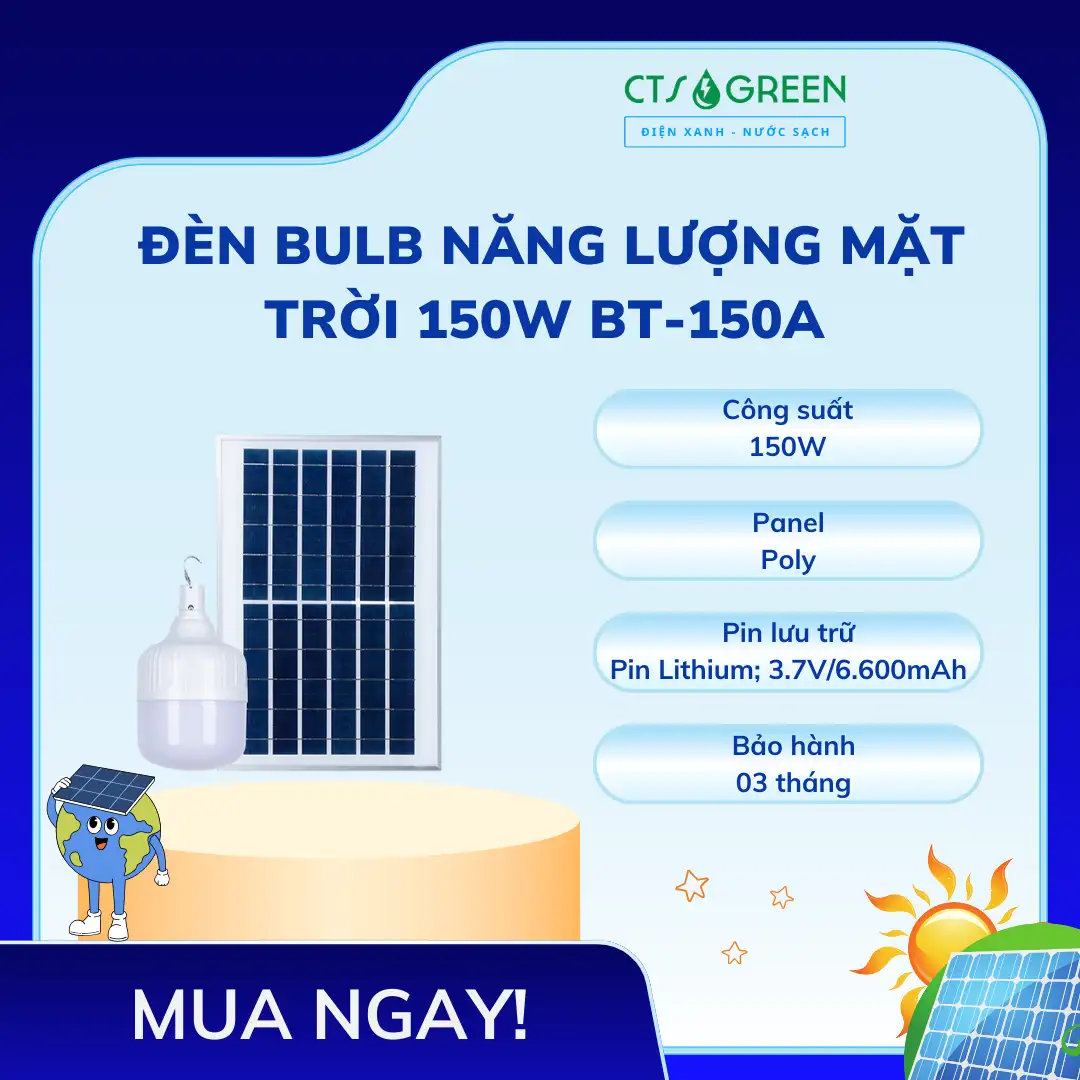 Giải pháp hòa lưới bám tải Zero Export, hệ thống điện mặt trời không phát ngược lưới 8283 Đèn Bulb năng lượng mặt trời 150W BT-150A