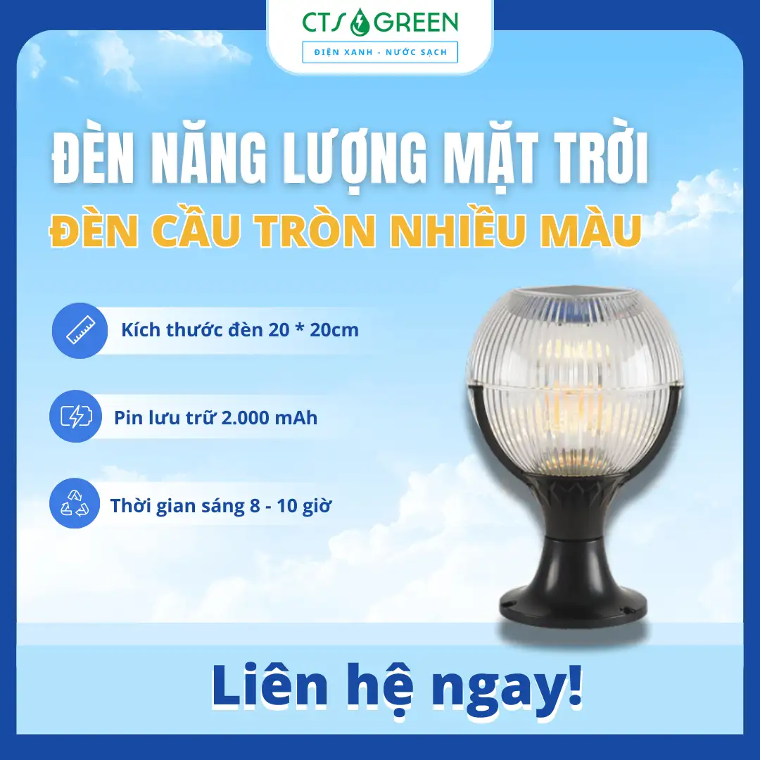 Đèn cầu tròn nhiều màu năng lượng mặt trời 20cm TC51