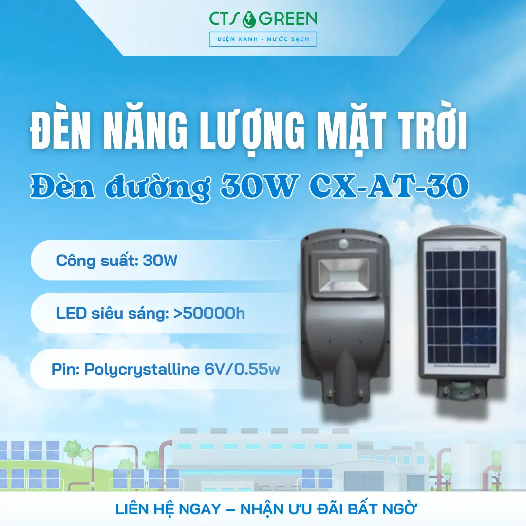 Đèn đường năng lượng mặt trời 30W CX - AT - 30