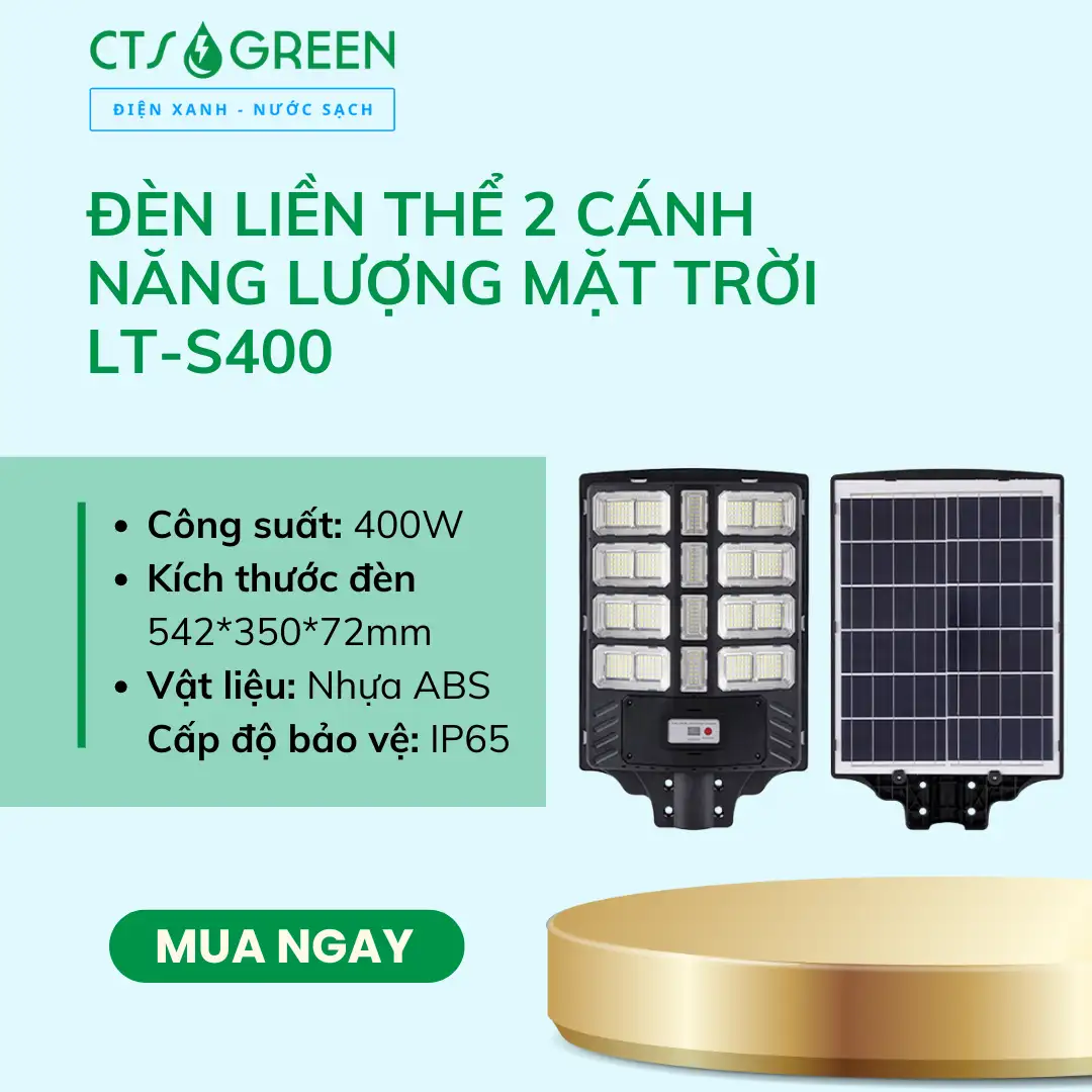 Đèn liền thể 2 cánh năng lượng mặt trời LT-S400