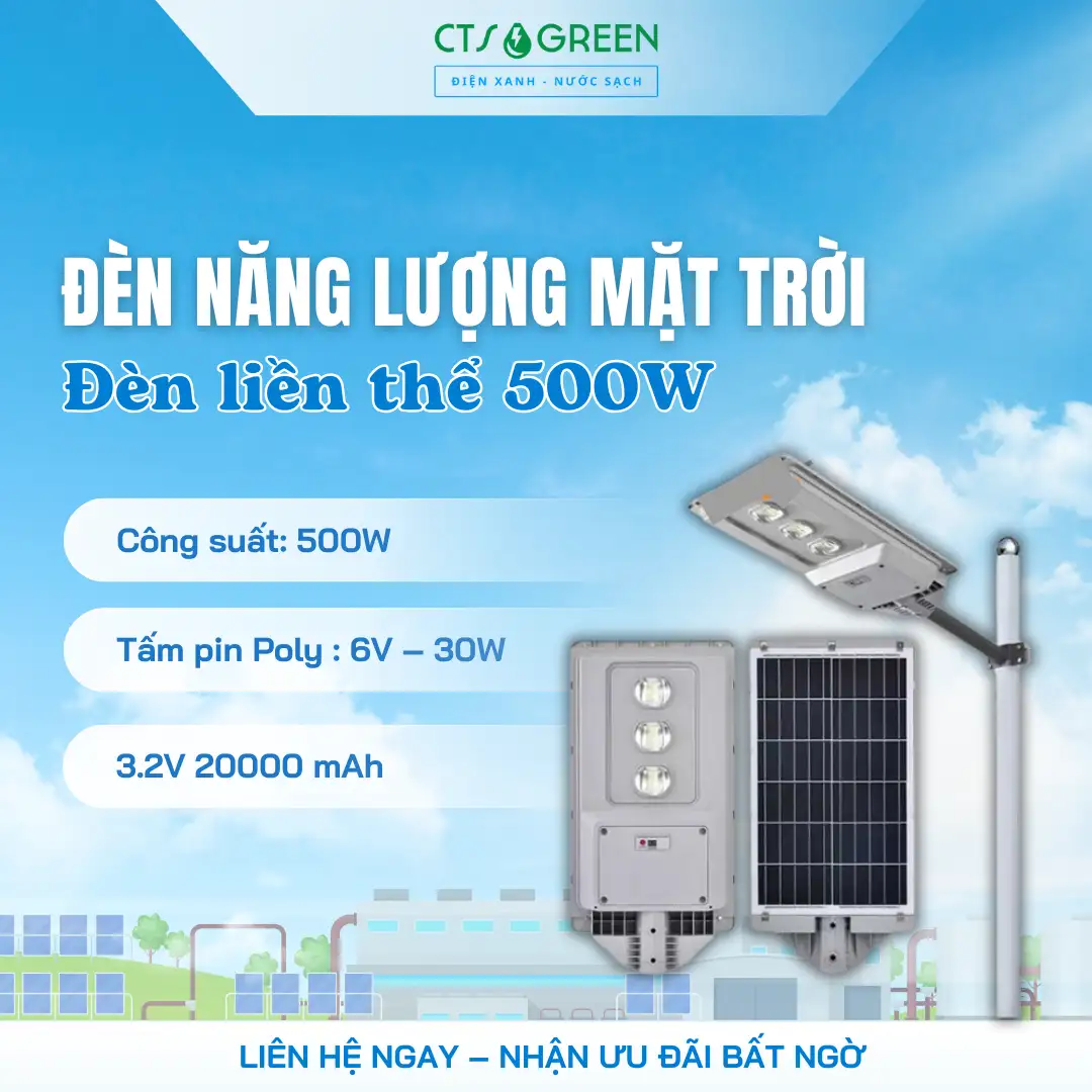 Đèn liền thể 500W năng lượng mặt trời