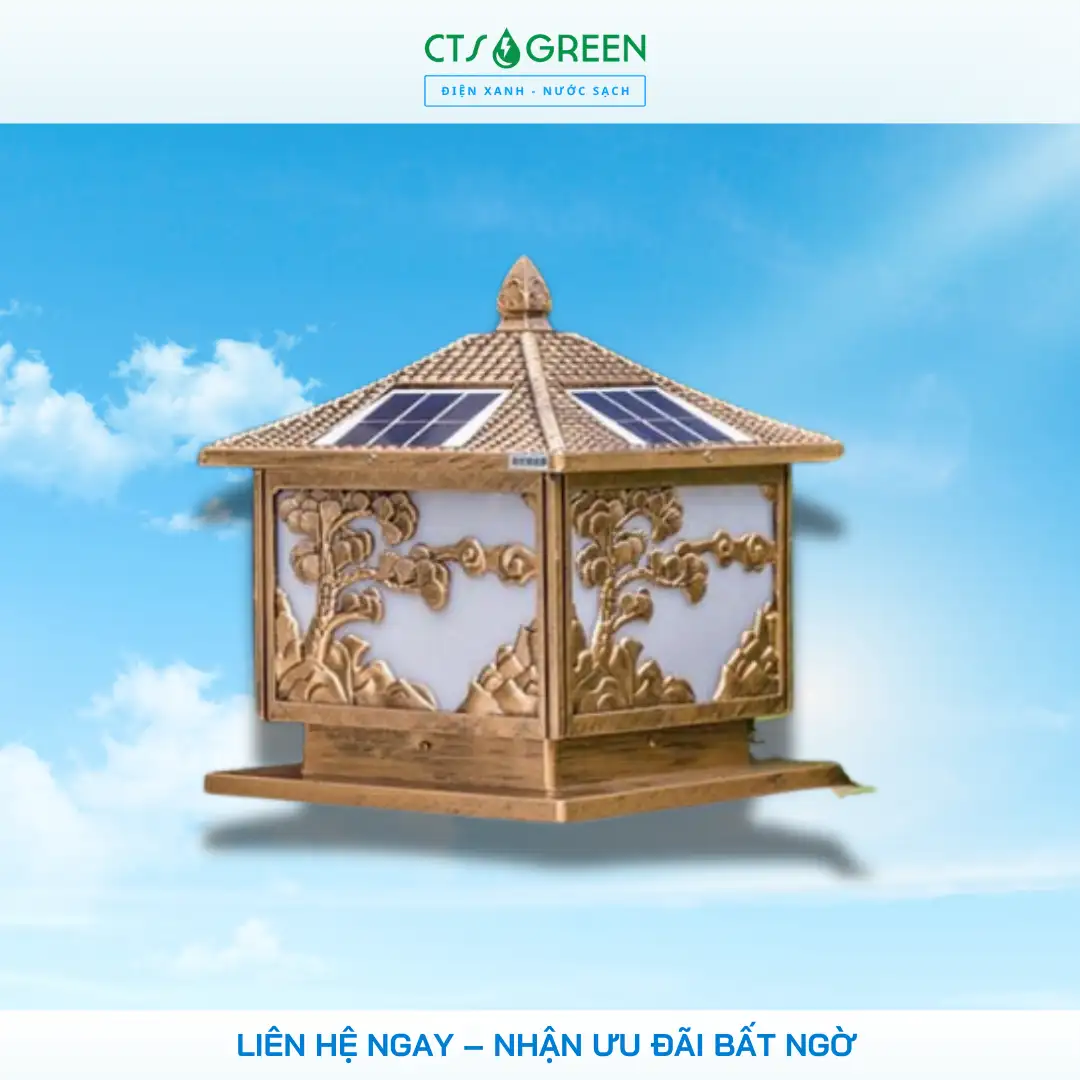Đèn trụ cổng cây Tùng năng lượng mặt trời 2566 Đèn trụ cổng cây Tùng năng lượng mặt trời