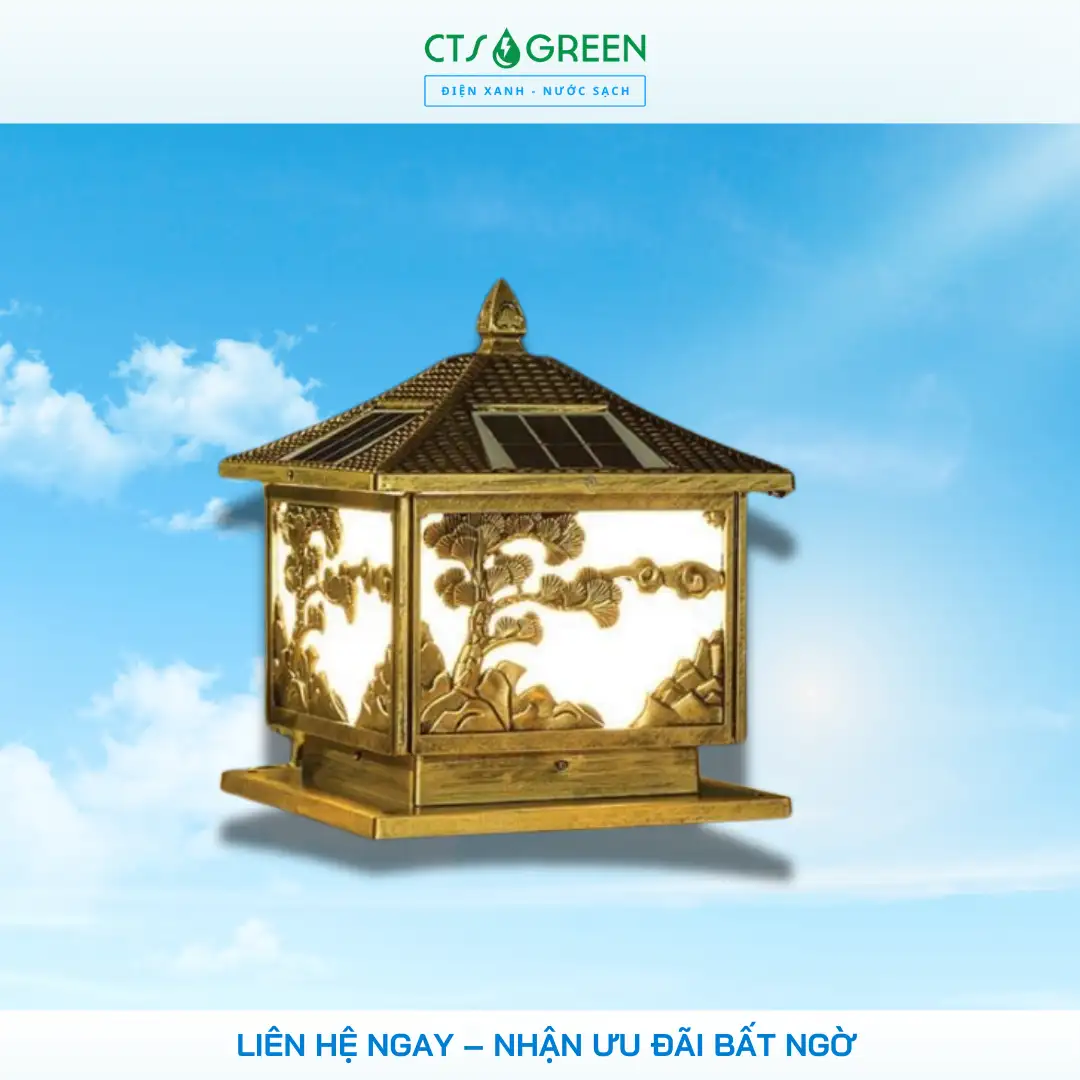 Đèn trụ cổng cây Tùng năng lượng mặt trời 2566 Đèn trụ cổng cây Tùng năng lượng mặt trời