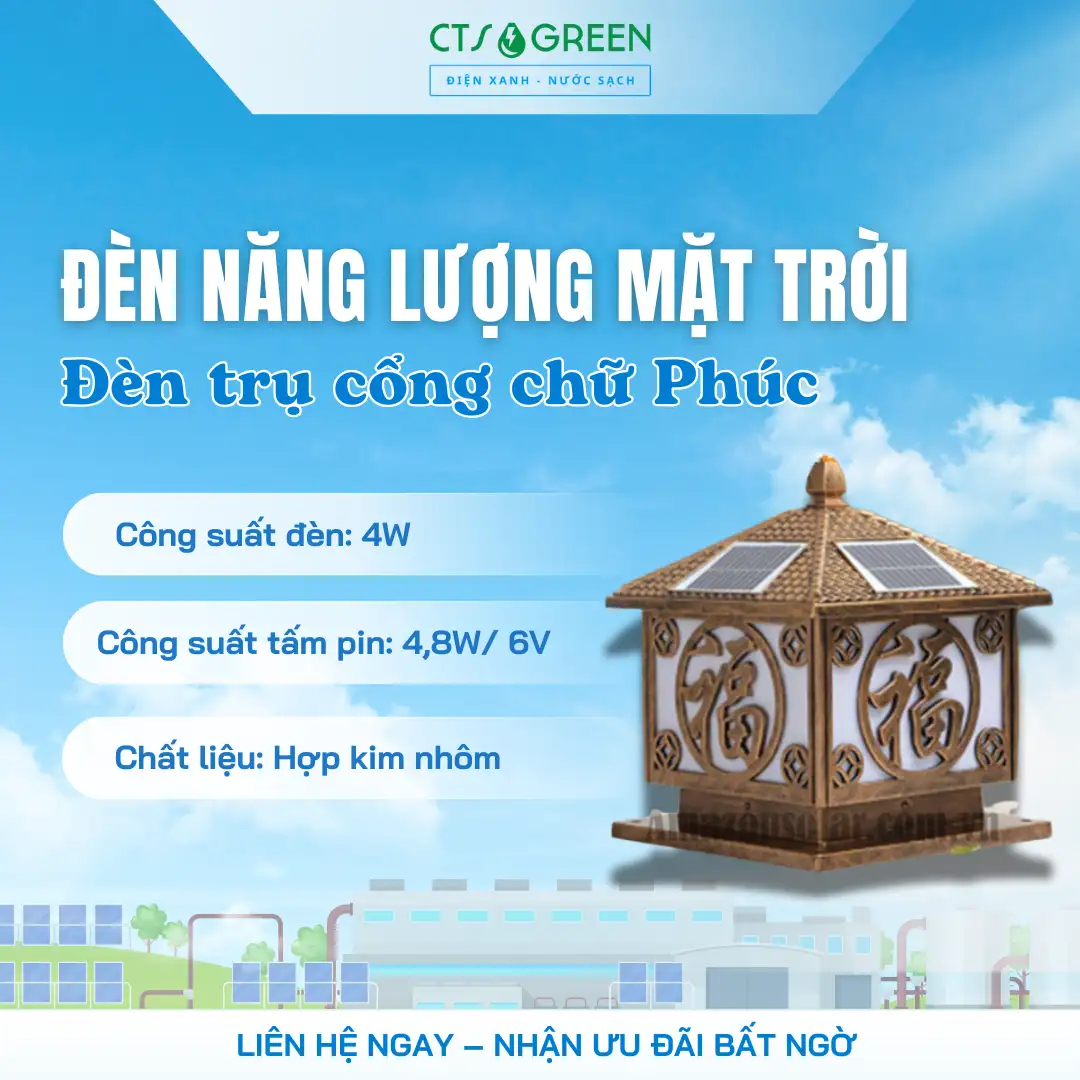 Đèn trụ cổng chữ Phúc