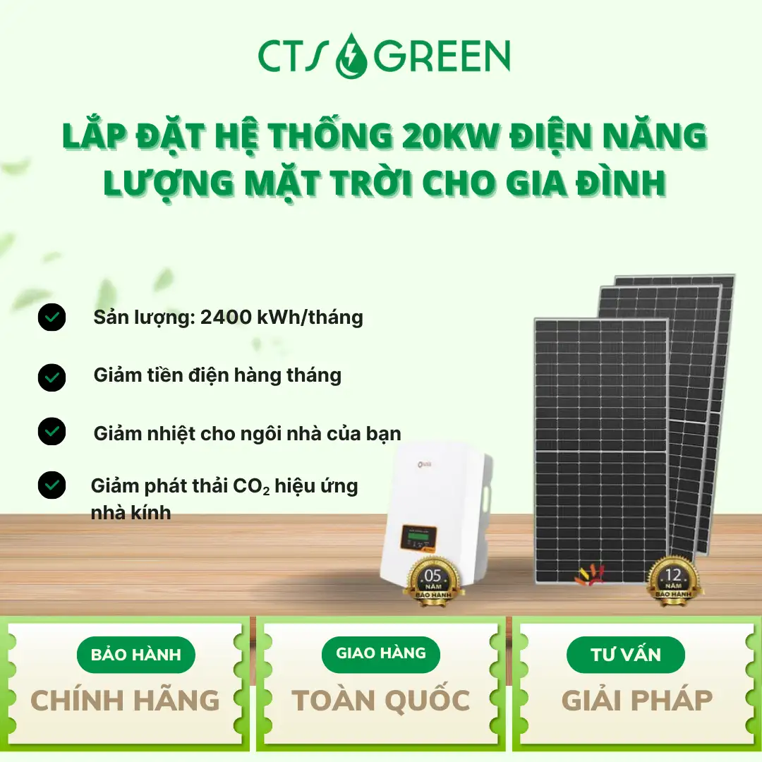 Lắp đặt hệ thống 20kW điện năng lượng mặt trời cho gia đình