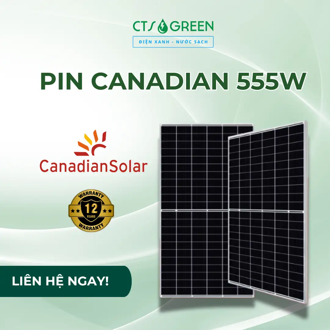 Pin Canadian 555W | Tấm pin mặt trời Canadian Solar 555W