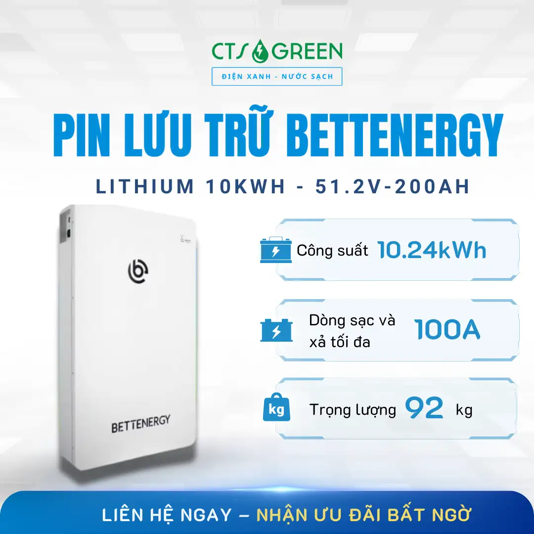 Pin Lithium 10kWh | Pin lưu trữ BETTENERGY 51.2V - 200Ah