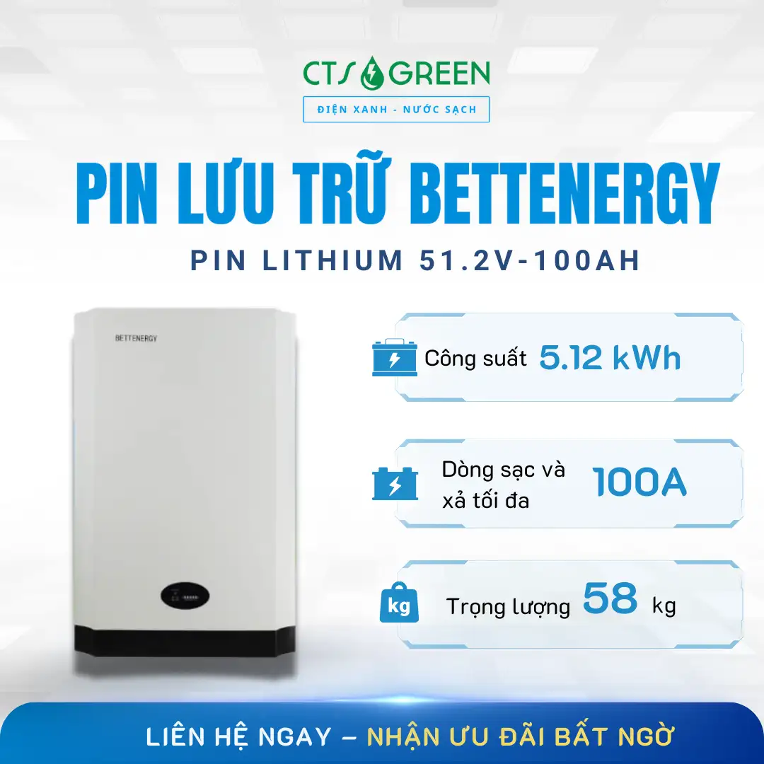 Pin lưu trữ BETTENERGY 5kW | Pin Lithium 51.2V - 100Ah 2209 Pin lưu trữ BETTENERGY 5kW | Pin Lithium 51.2V - 100Ah