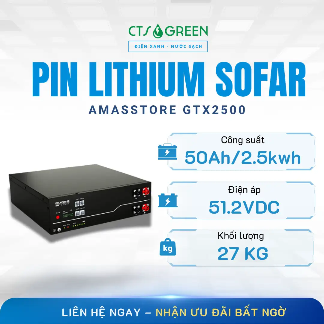 Pin lưu trữ Lithium Sofar 48V - 50A | AMASSTORE GTX2500
