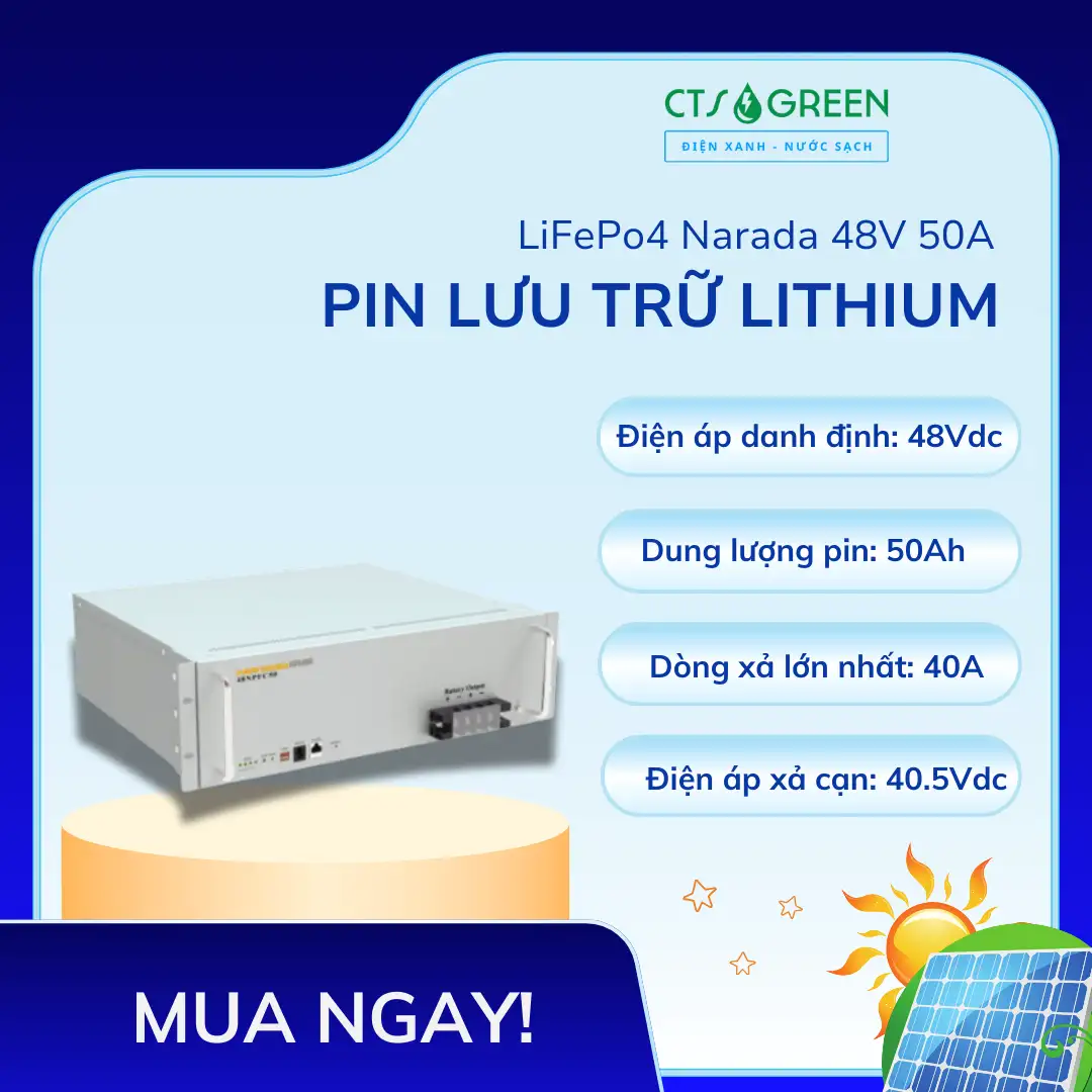 Pin lưu trữ Lithium LiFePo4 Narada 48V 50A