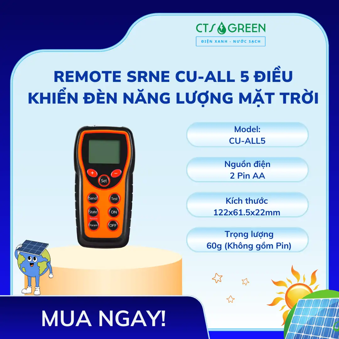 Giải pháp hòa lưới bám tải Zero Export, hệ thống điện mặt trời không phát ngược lưới 8283 Remote SRNE CU-ALL 5 điều khiển đèn năng lượng mặt trời