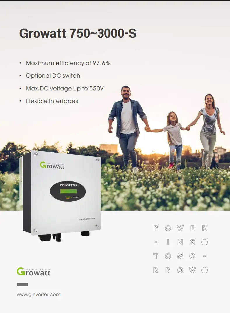 Inverter On-Grid Growatt 3kW 1 pha – MIN 3000TL-X 3311 Inverter On-Grid Growatt 3kW 1 pha – MIN 3000TL-X