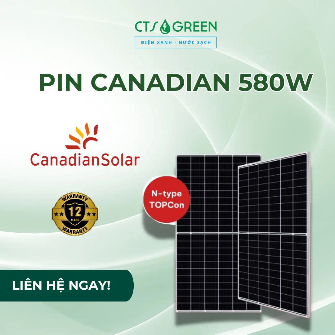 Tấm pin mặt trời Canadian 580W | Pin Canadian N-type