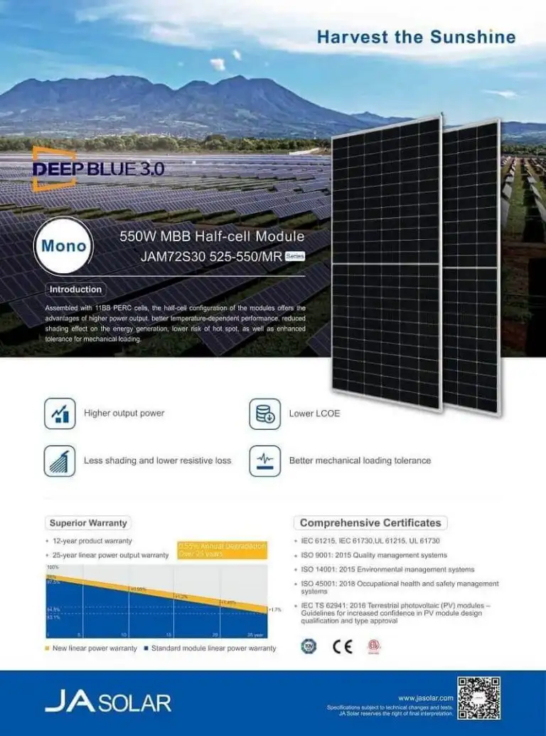 Datasheet Pin JA 550W