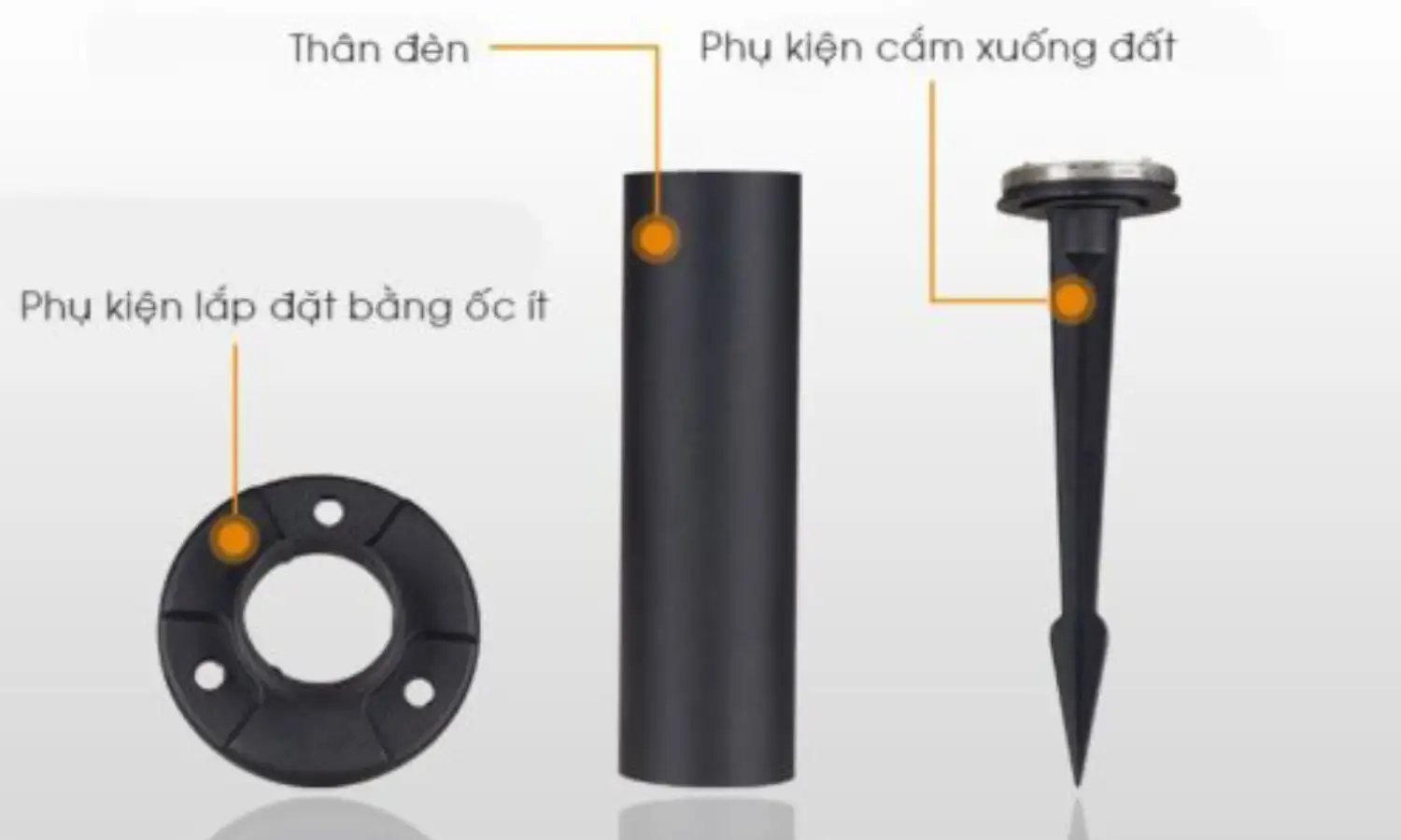Đèn trụ sân vườn năng lượng mặt trời 75cm TS07C [Tích hợp chân cắm]