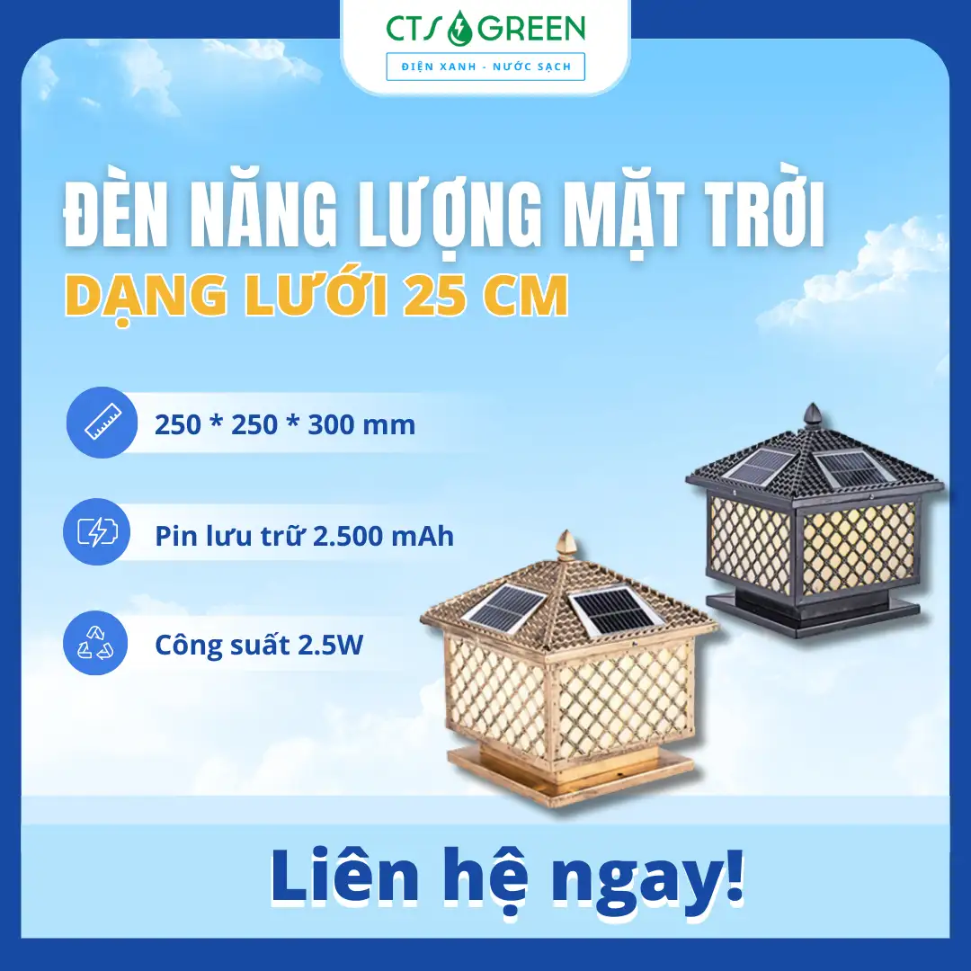 Đèn trụ cổng năng lượng mặt trời dạng lưới TC14S - 2V