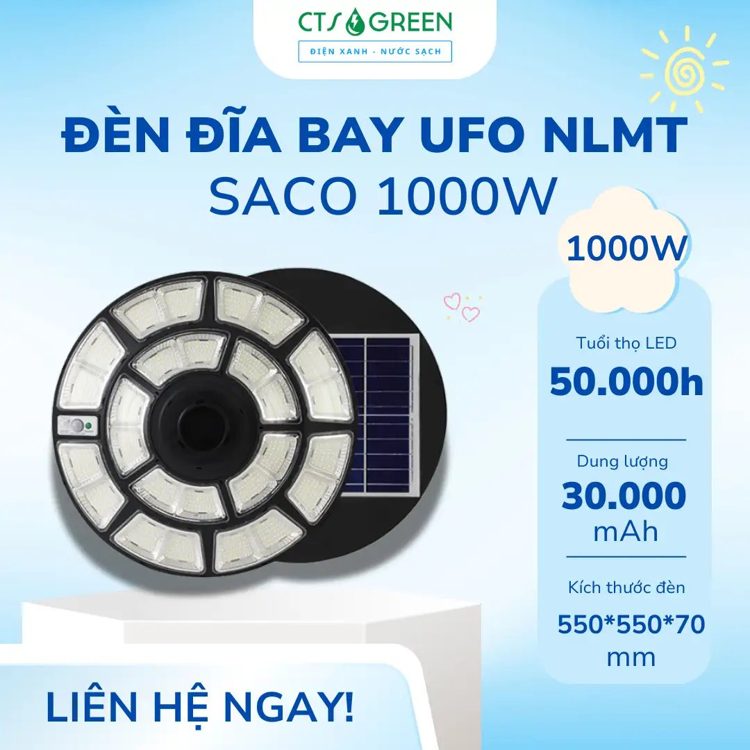 Đèn UFO năng lượng mặt trời Saco 1000W [UFO - 1000SA]