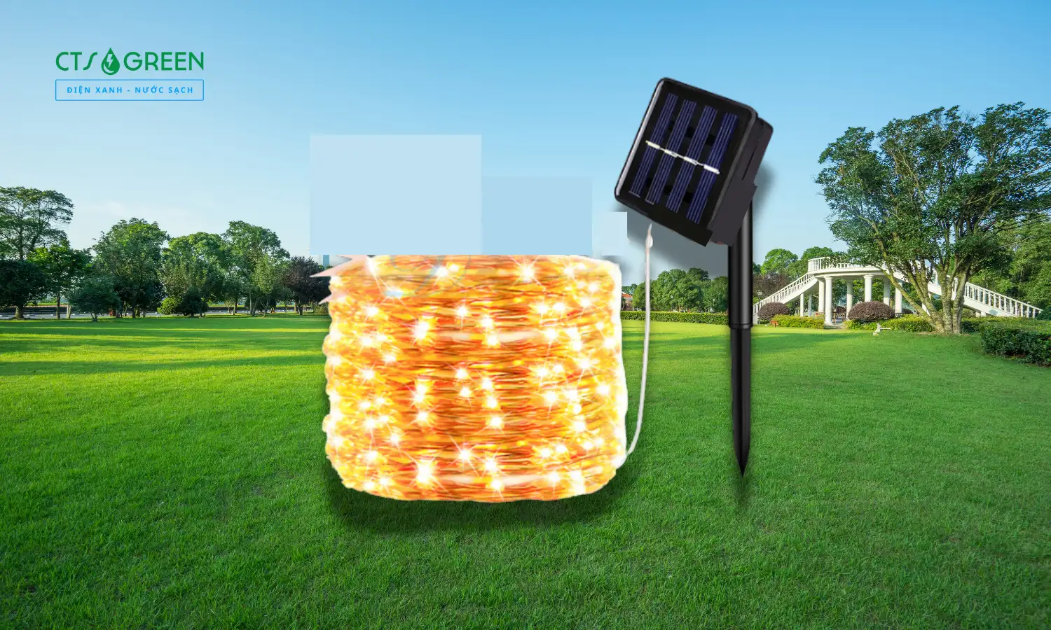 Đèn LED dây năng lượng mặt trời trang trí sân vườn 20M giá rẻ