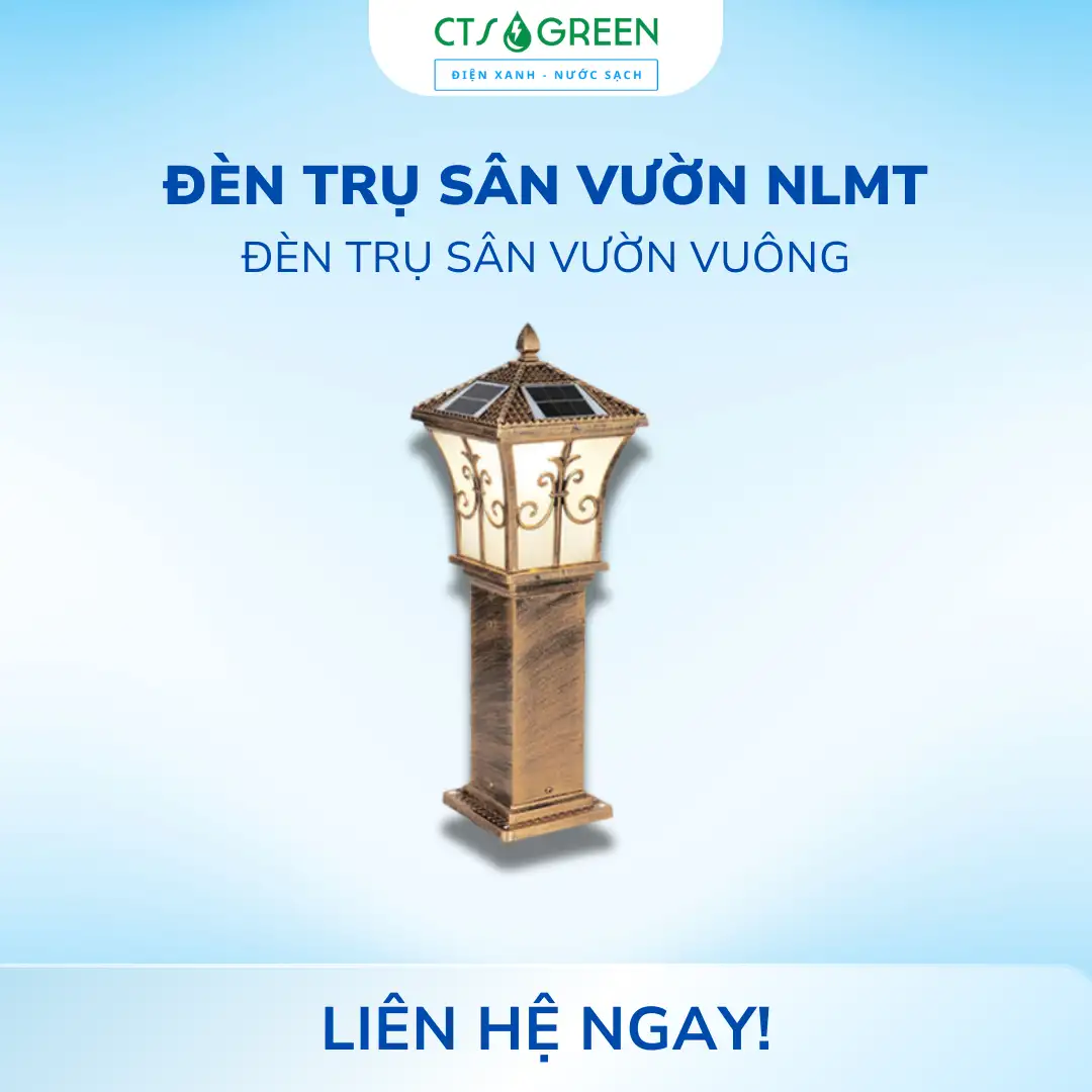 Đèn trụ sân vườn vuông năng lượng mặt trời TS20D 4988 Đèn trụ sân vườn vuông năng lượng mặt trời TS20D