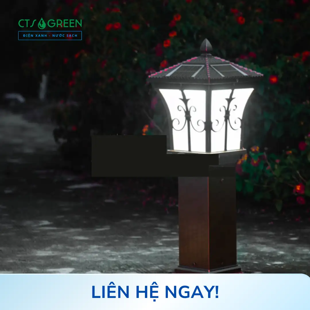 Đèn trụ sân vườn vuông năng lượng mặt trời TS20D 4988 Đèn trụ sân vườn vuông năng lượng mặt trời TS20D