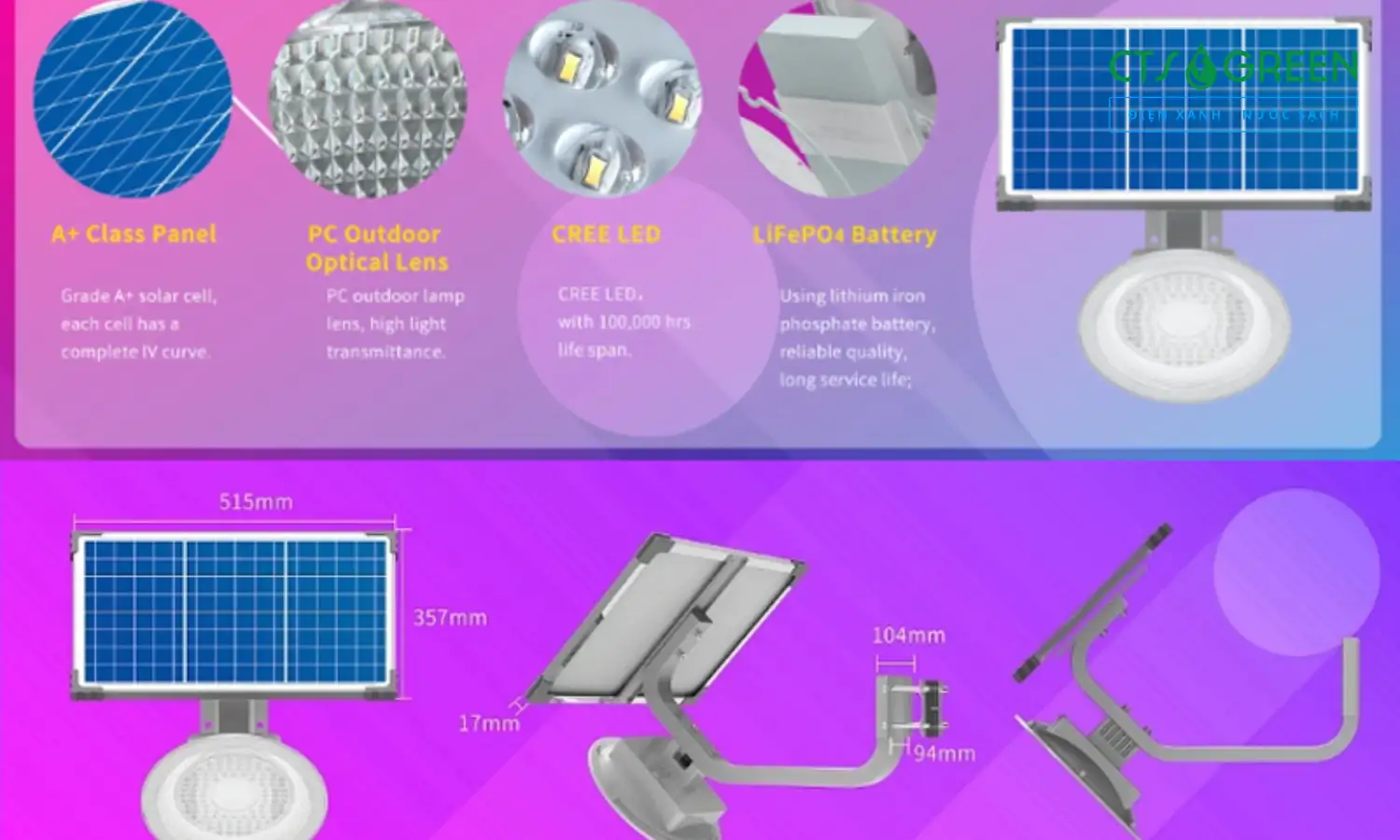 Đèn sân vườn năng lượng mặt trời Euler Energy