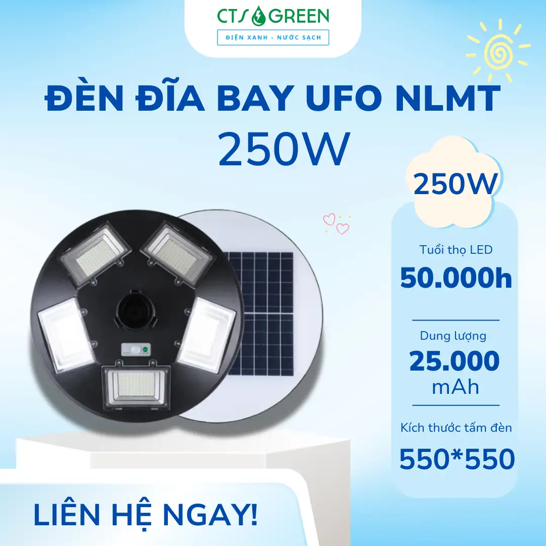 Đèn chiếu sáng công viên năng lượng mặt trời 250W [UFO - 250W]