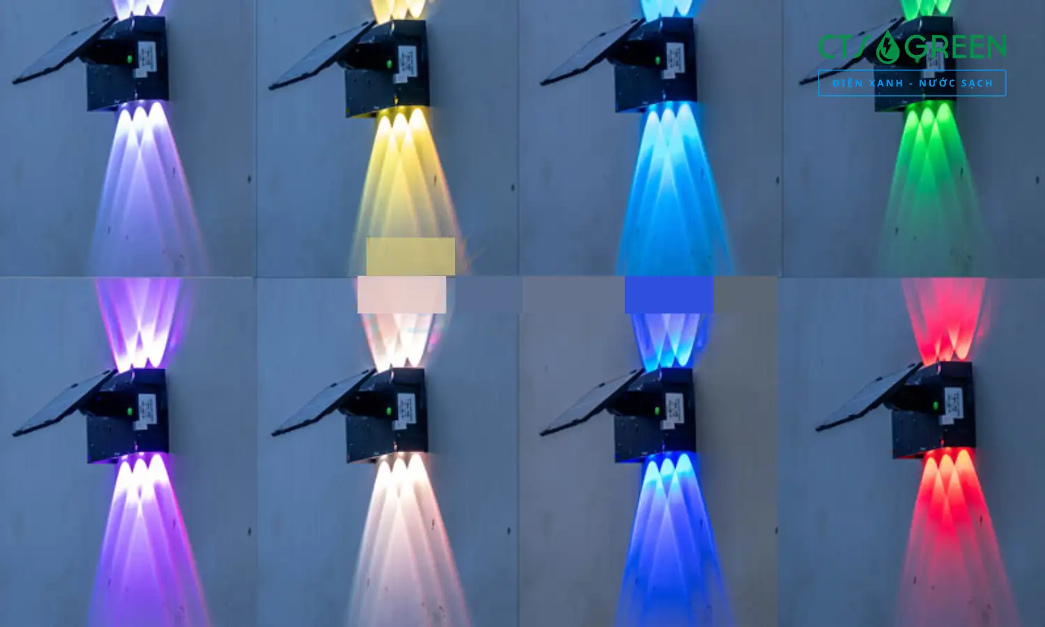 Đèn hắt tường năng lượng mặt trời 7 màu giá rẻ HT07-RGB