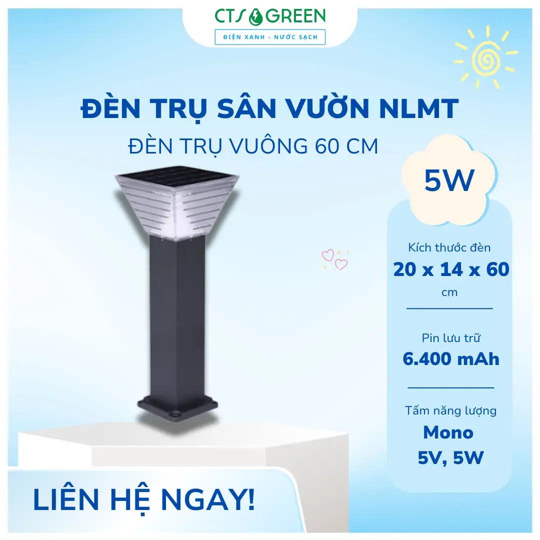 Đèn năng lượng mặt trời trụ sân vườn TS05D