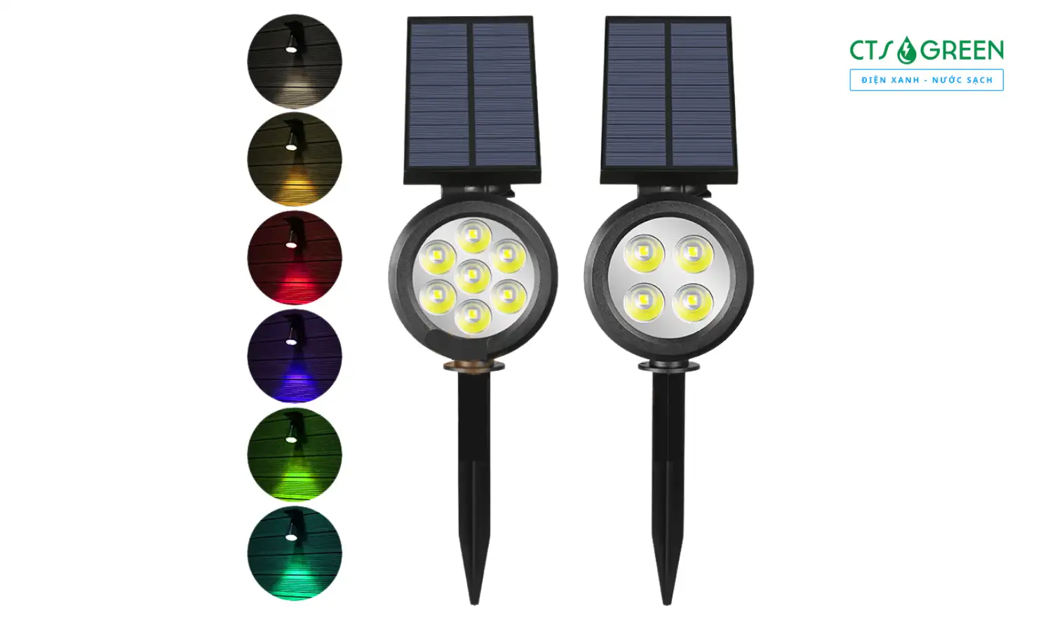 Đèn rọi tiểu cảnh sân vườn năng lượng mặt trời RC07 - RGB (7 LED - 7 Màu) 6173 Đèn rọi tiểu cảnh sân vườn năng lượng mặt trời RC07-RGB