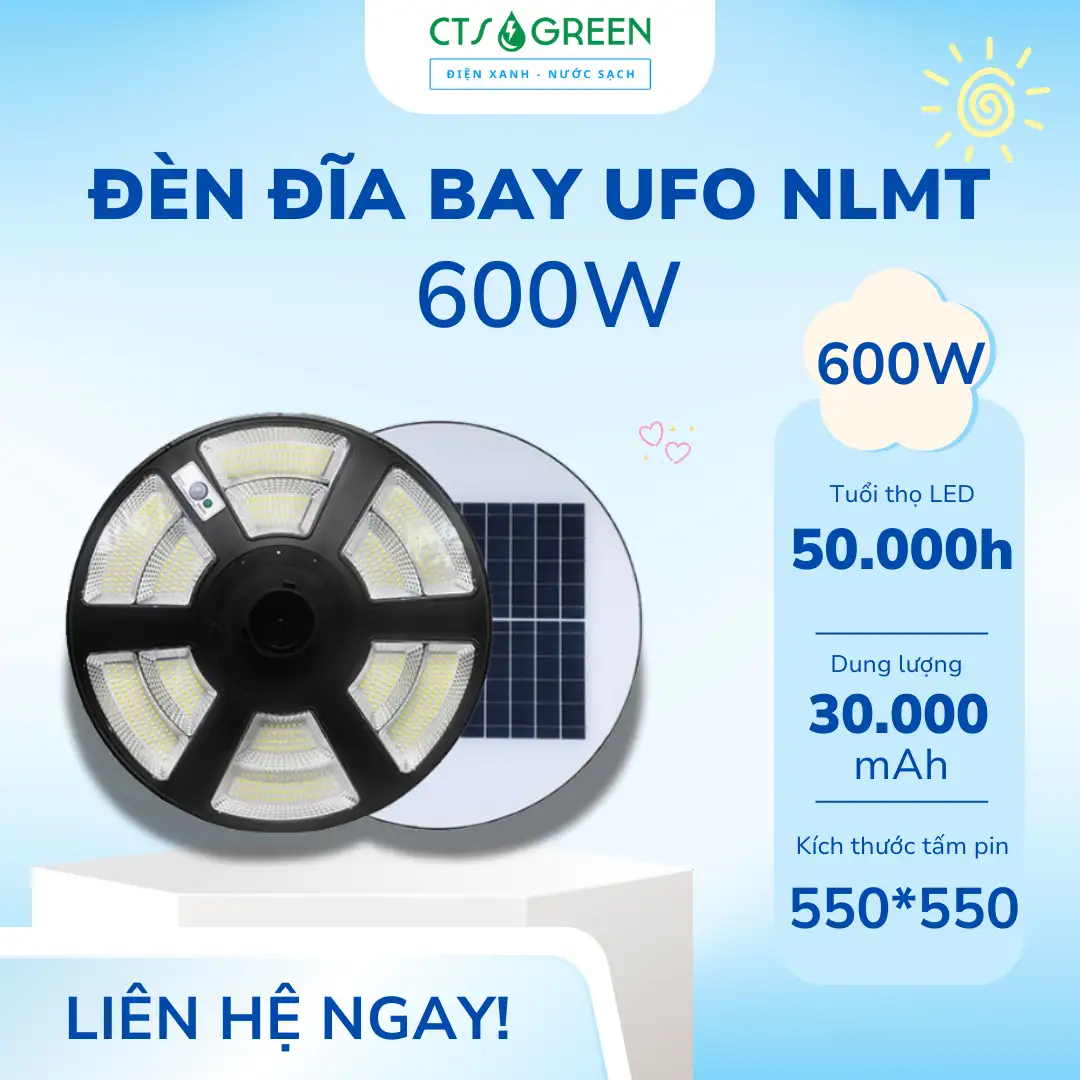 Đèn Năng Lượng Mặt Trời 600W UFO Chính Hãng